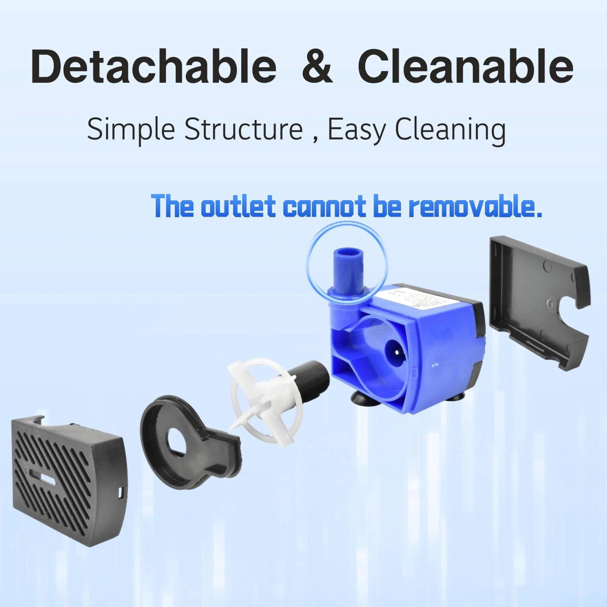 CONQUERALL Mini pompe submersible 2,5 W, débit 42 GPH, hauteur 1,48 ft, pour aquarium et fontaine pour chat