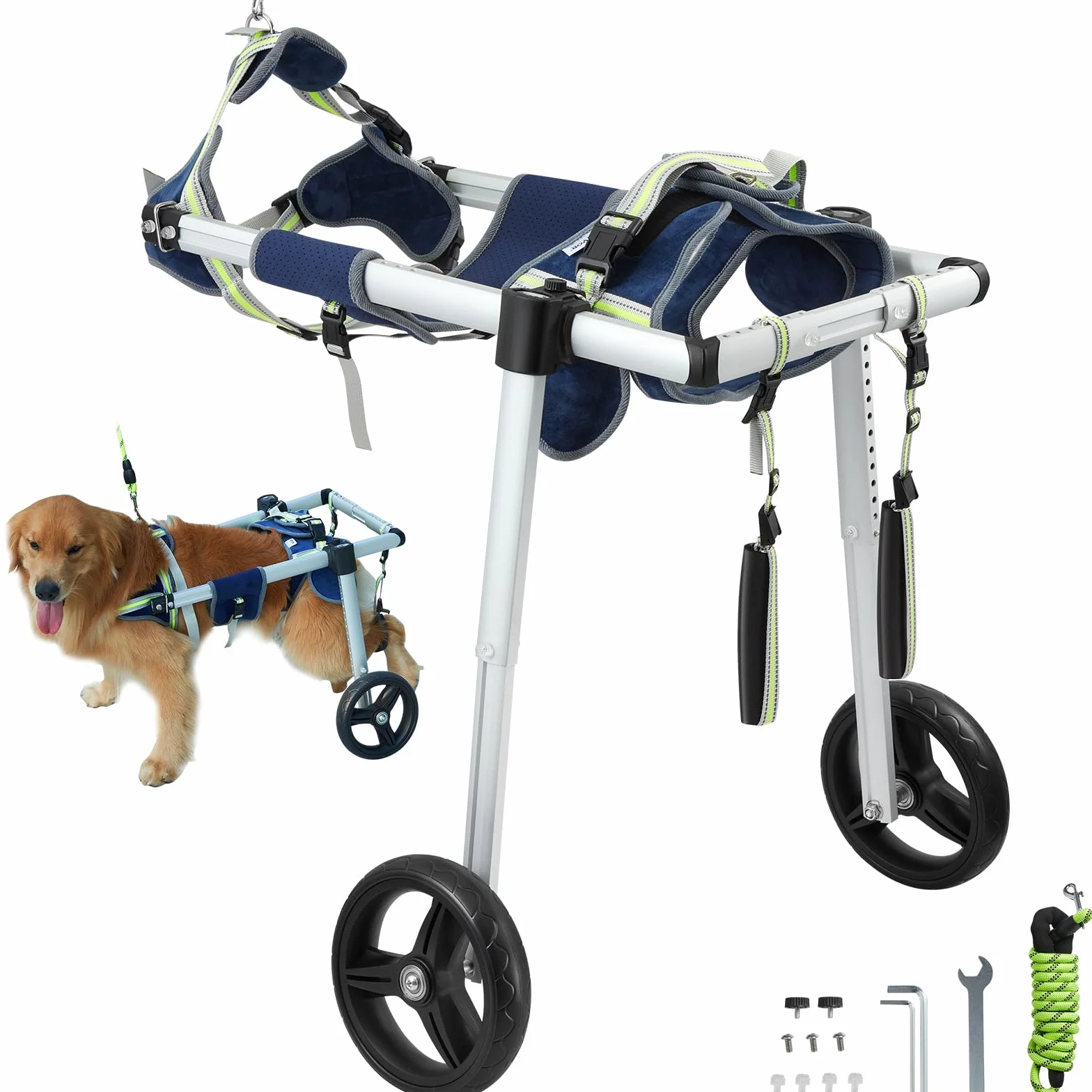 VEVOR Fauteuil roulant pour chien 2 roues arrières, fauteuil roulant animaux réglable pour guérison membres postérieurs