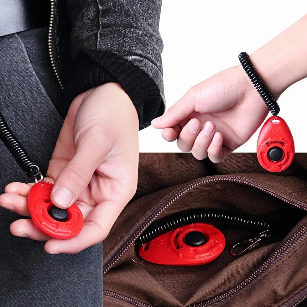 Clicker de dressage pour animaux de compagnie avec dragonne – Clicker de dressage pour chien (nouveau rouge + bleu-vert)