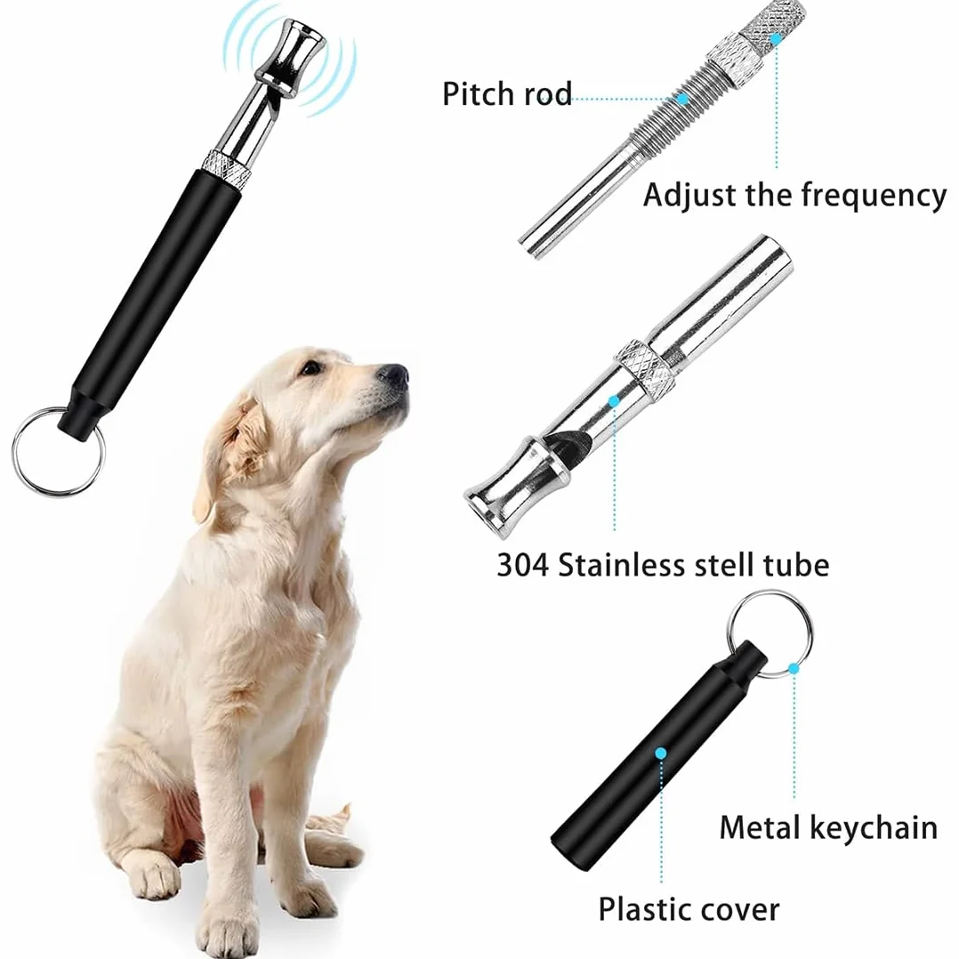 Sifflet Ultrason Chien Anti Aboiement Réglable avec Cliqueur et Cordon