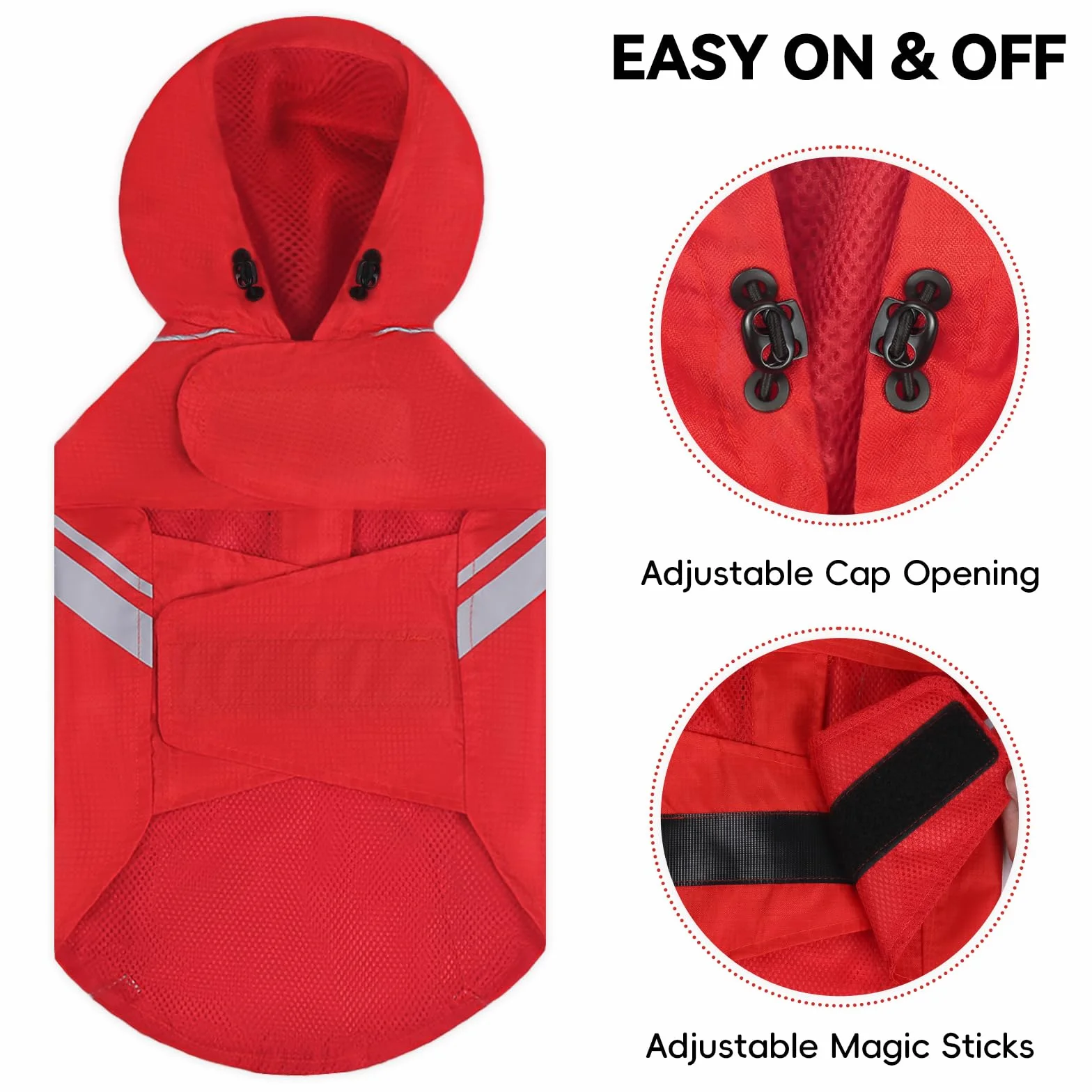 VIVAGLORY Wetoff Manteau de Pluie pour Chien, Veste Imperméable d'Hiver avec Protection Réfléchissante, XS, Rouge