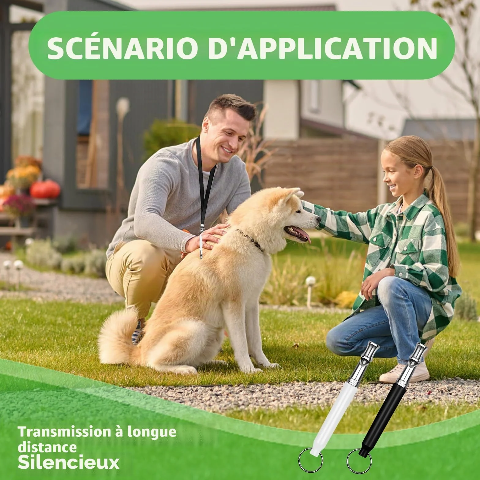 Sifflet pour Chien à Haute Fréquence, Ultrason Anti Aboiement Réglable pour Rappel Chien Accessoires