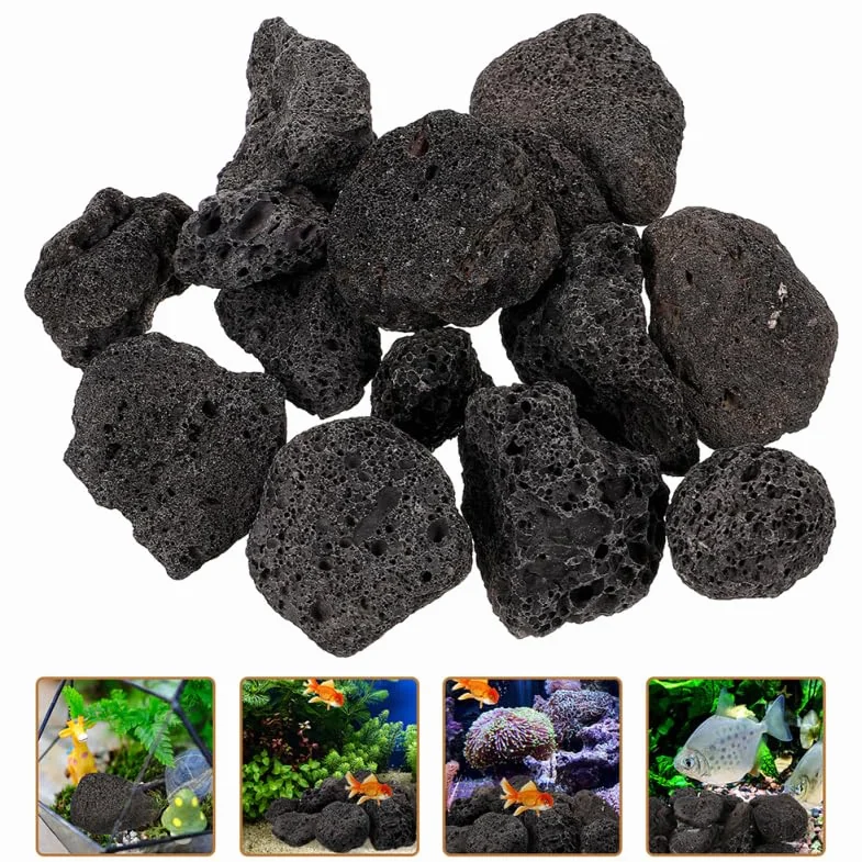 VOSAREA Pierre De Lave Noire pour Aquarium, Pierres Volcaniques Naturelles pour Aménagement Paysager Et Plantes, Roches Décoratives pour Jardin – Grand De Roches