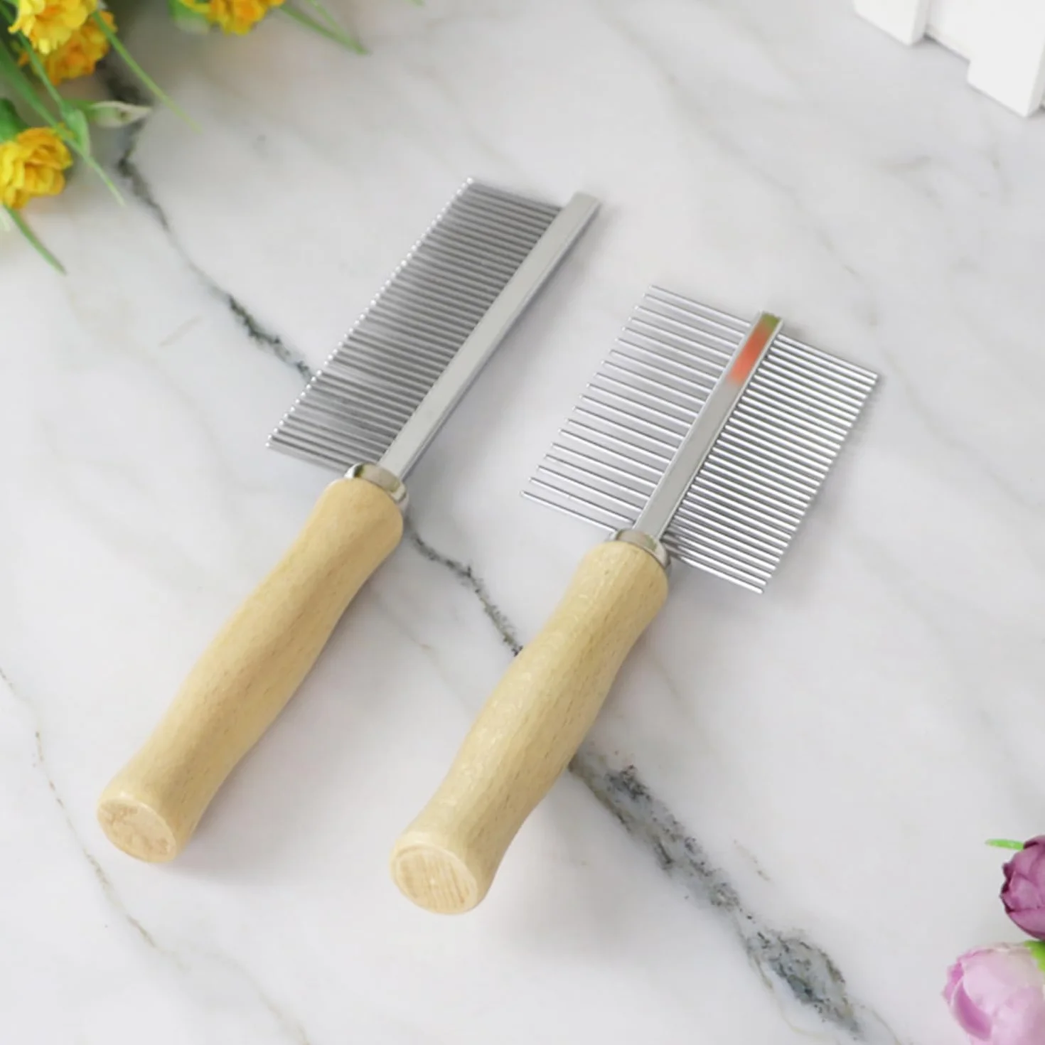 2 Morceaux en Peigne pour Animaux De Compagnie en Acier Inoxydable, Matériau De Zoo, Crête D'Épilation, Outils De Trésorerie De Cheveux.