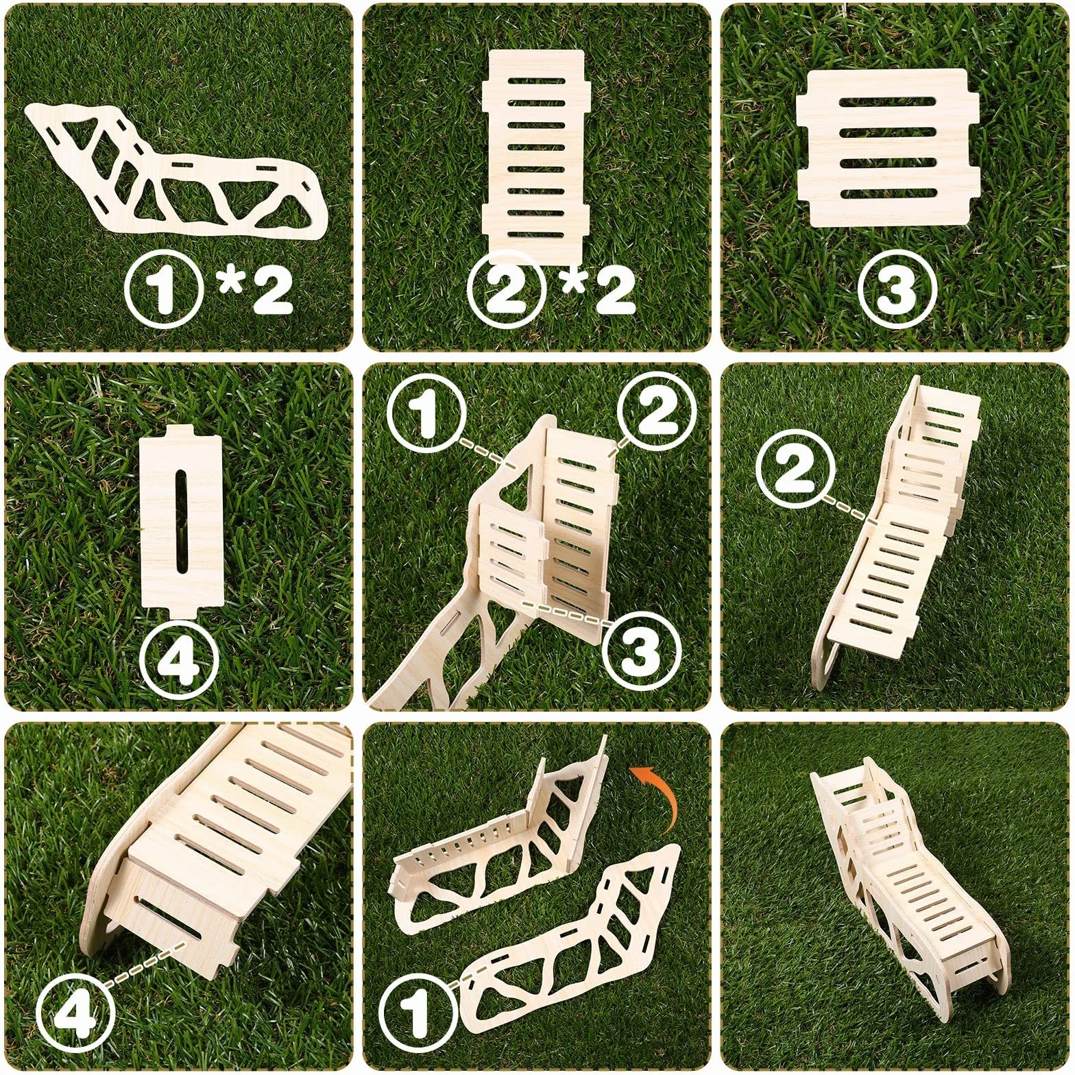 HJZHI Cachette polyvalente pour hamster et tunnel d'exploration, maison de hamster avec échelle d'escalade en bois pour gerbilles, hamsters, petits accessoires pour animaux de compagnie