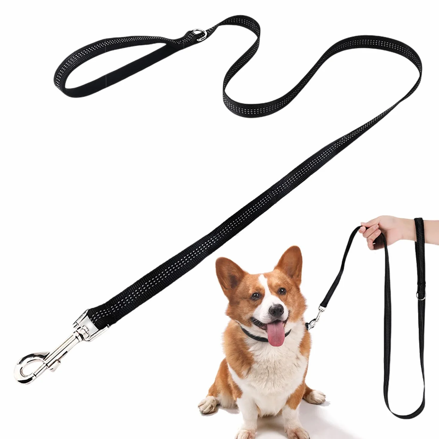 Longe pour Chien Réfléchissante 2 M, Laisse de Dressage pour Petits Moyens Grands Chiens, Noir