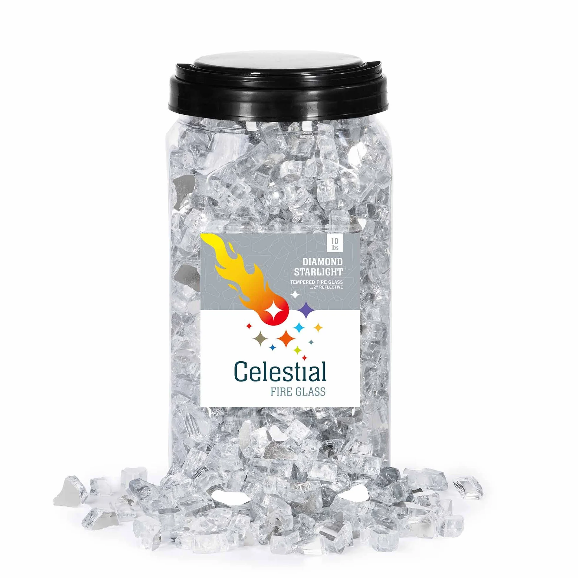 Verre trempé réfléchissant 1,27 cm ultra brillant bocal 4,5 kg Starlight