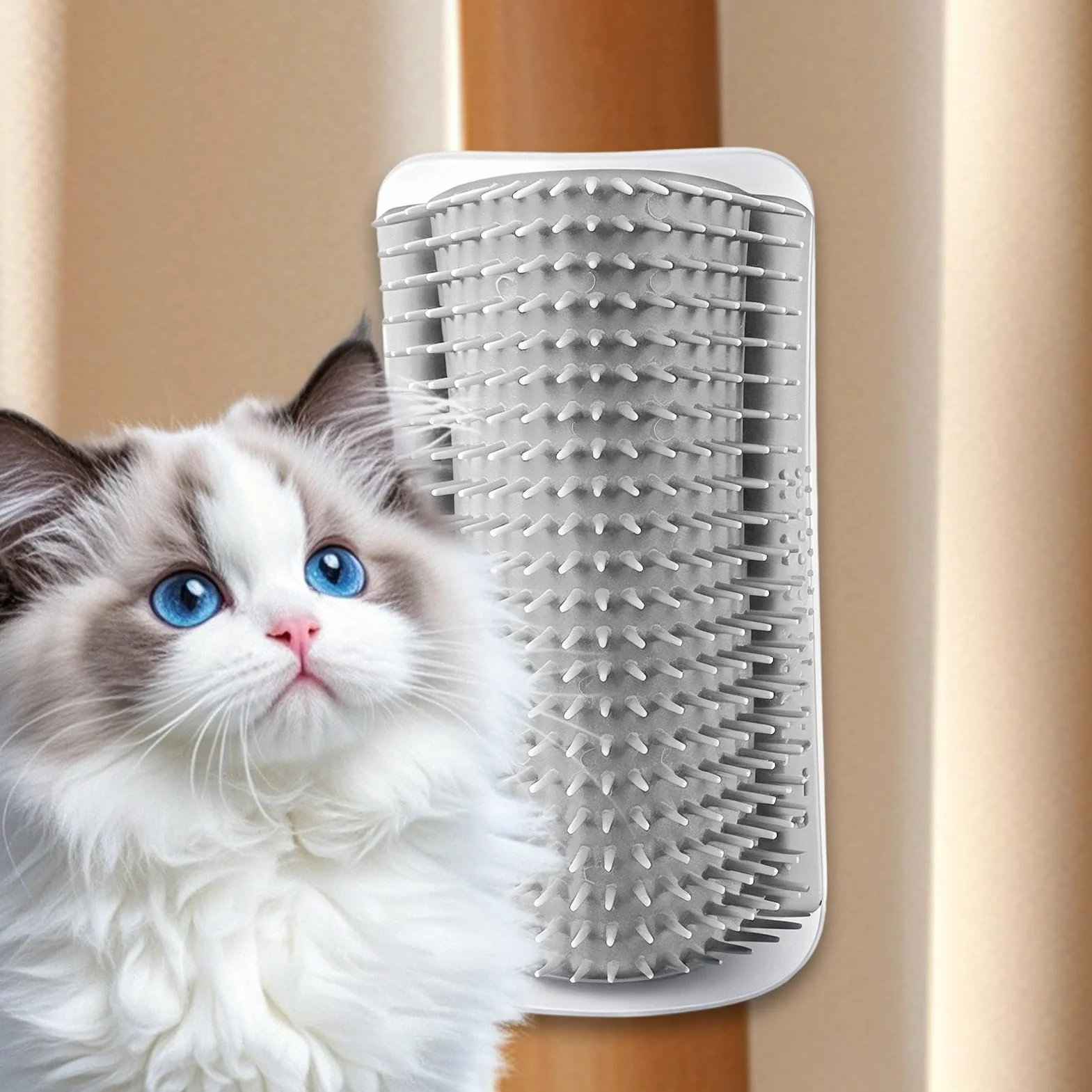 Brosse de toilettage automatique pour chat, ensemble mural d'angle, système de peigne de massage anti-stress