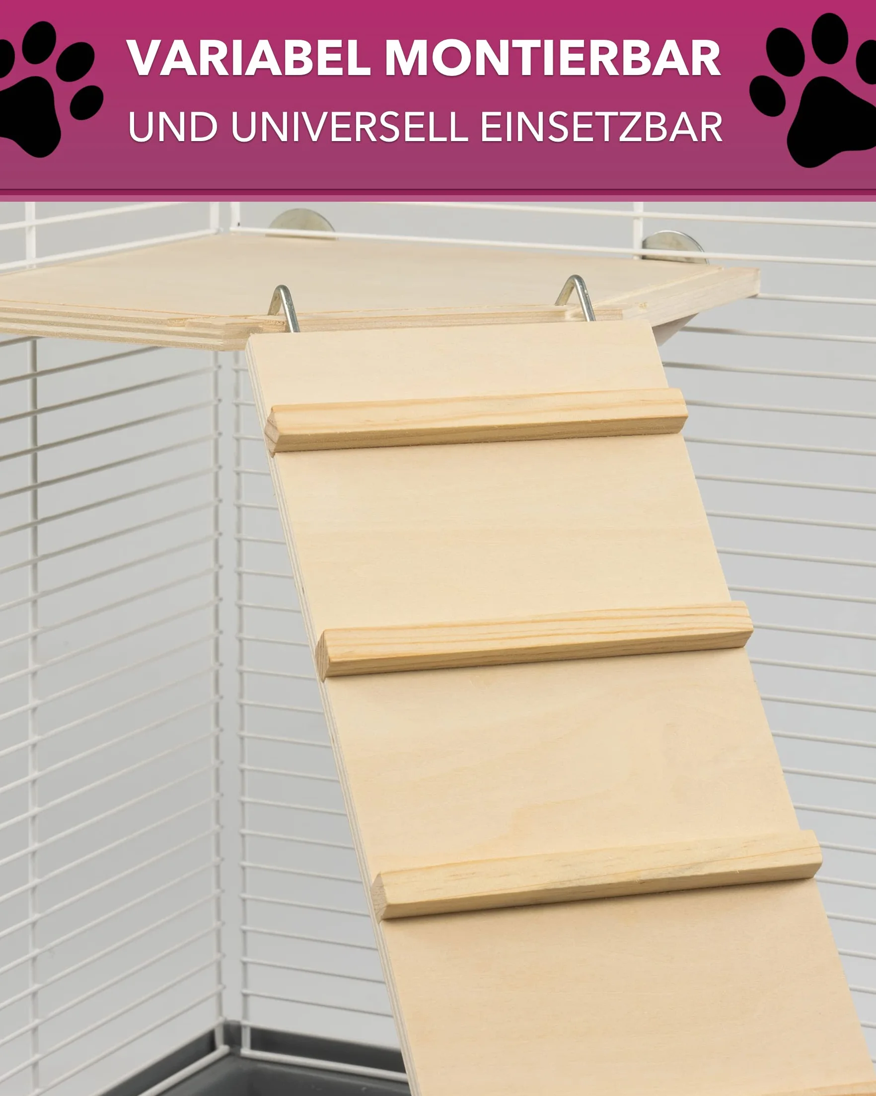 WEGA Échelles en bois contreplaqué pour rongeurs 85 x 18 cm Lot de 2