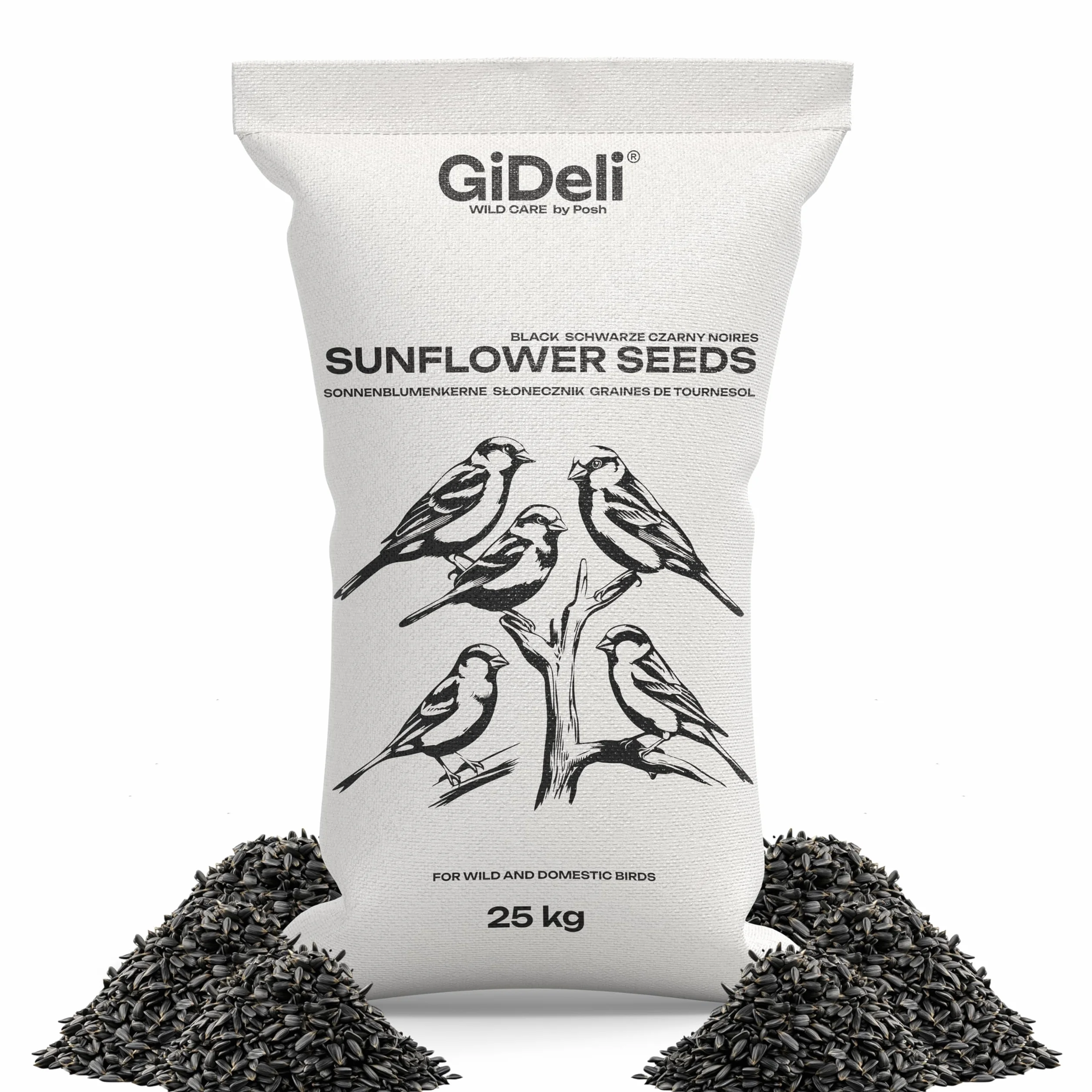 Graines de tournesol noir 25 kg pour oiseaux sauvages et petits animaux