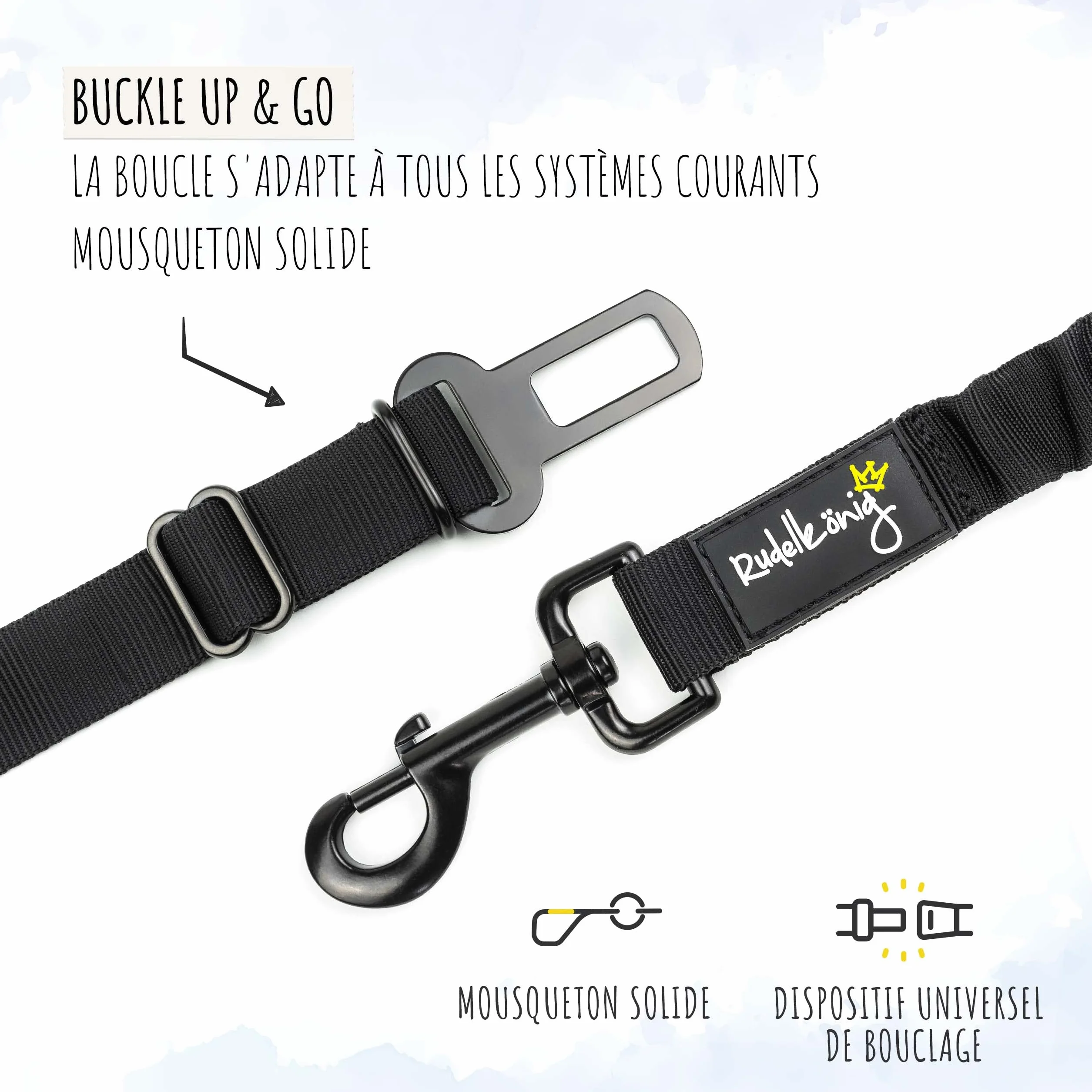 Rudelkönig Ceinture Chien Voiture Réglable 60-80cm Harnais Sécurité Protection Toutes Races