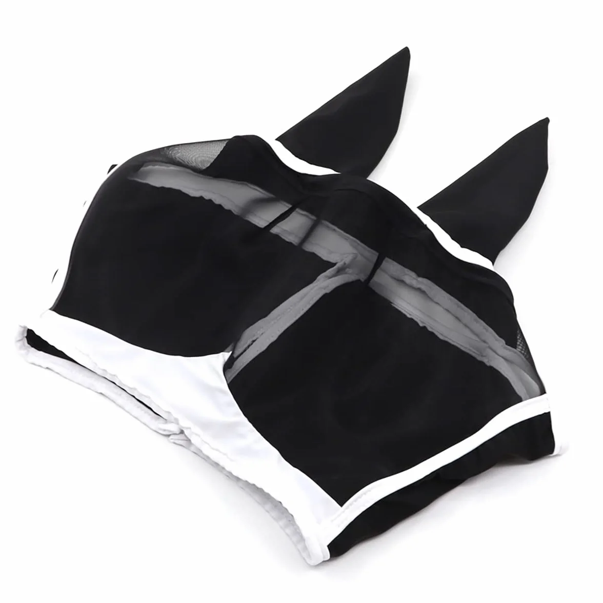 TopHomer Masque anti-mouches en maille fine avec oreilles Taille L Noir et blanc