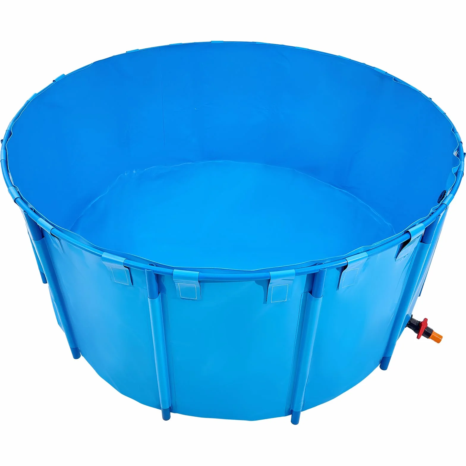 VEVOR Bassin à Poissons Hors Sol, Capacité 4550 L, Étang à Poissons en Toile PVC, avec Cadre Stable en Plastique et Vanne de Vidange, pour Aquaculture, Élevage de Poissons Rouges, Carpes, Koïs, Bleu