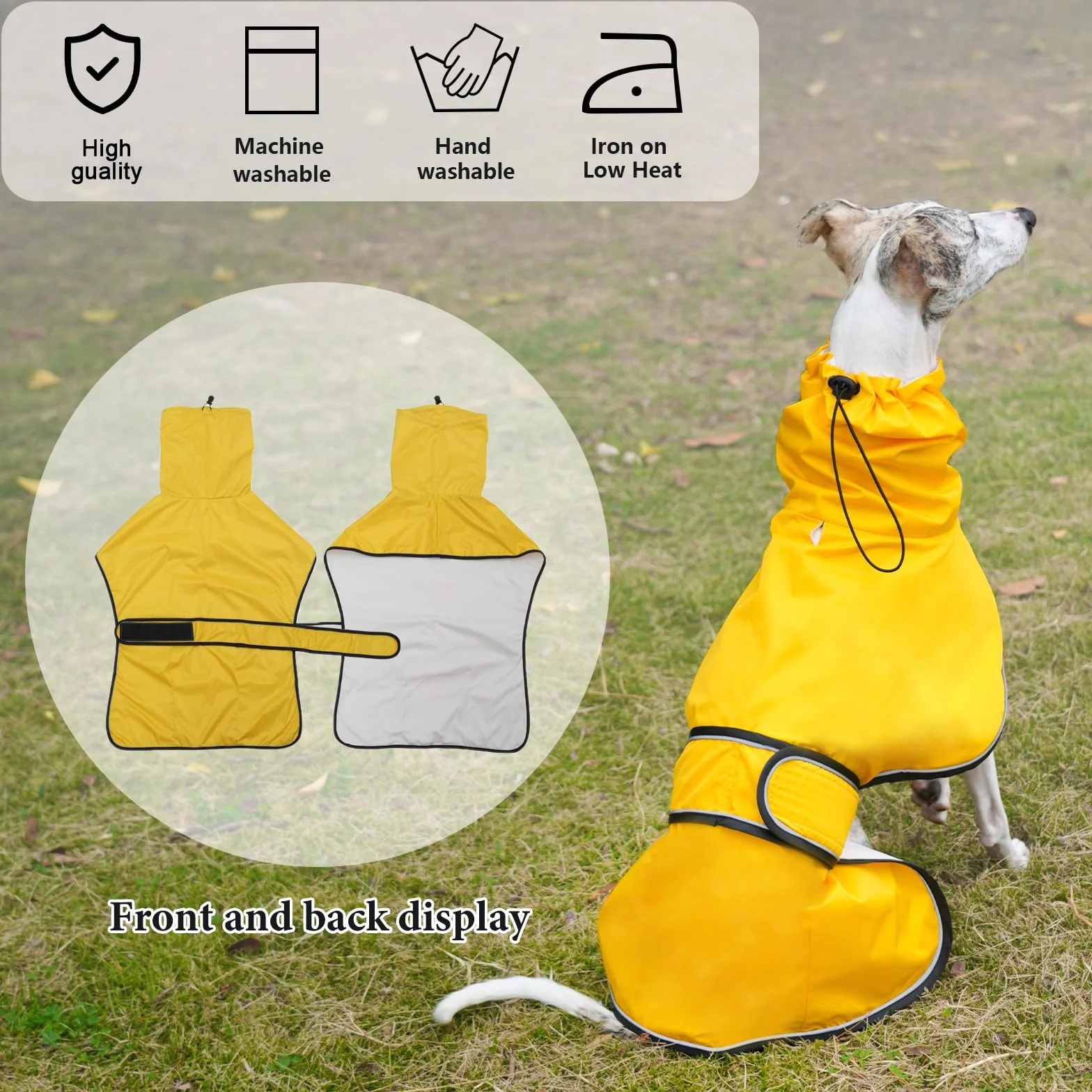 Manteau imperméable pour Chien Geyecete réglable léger avec Sangles réfléchissantes et Trou pour Harnais Jaune S