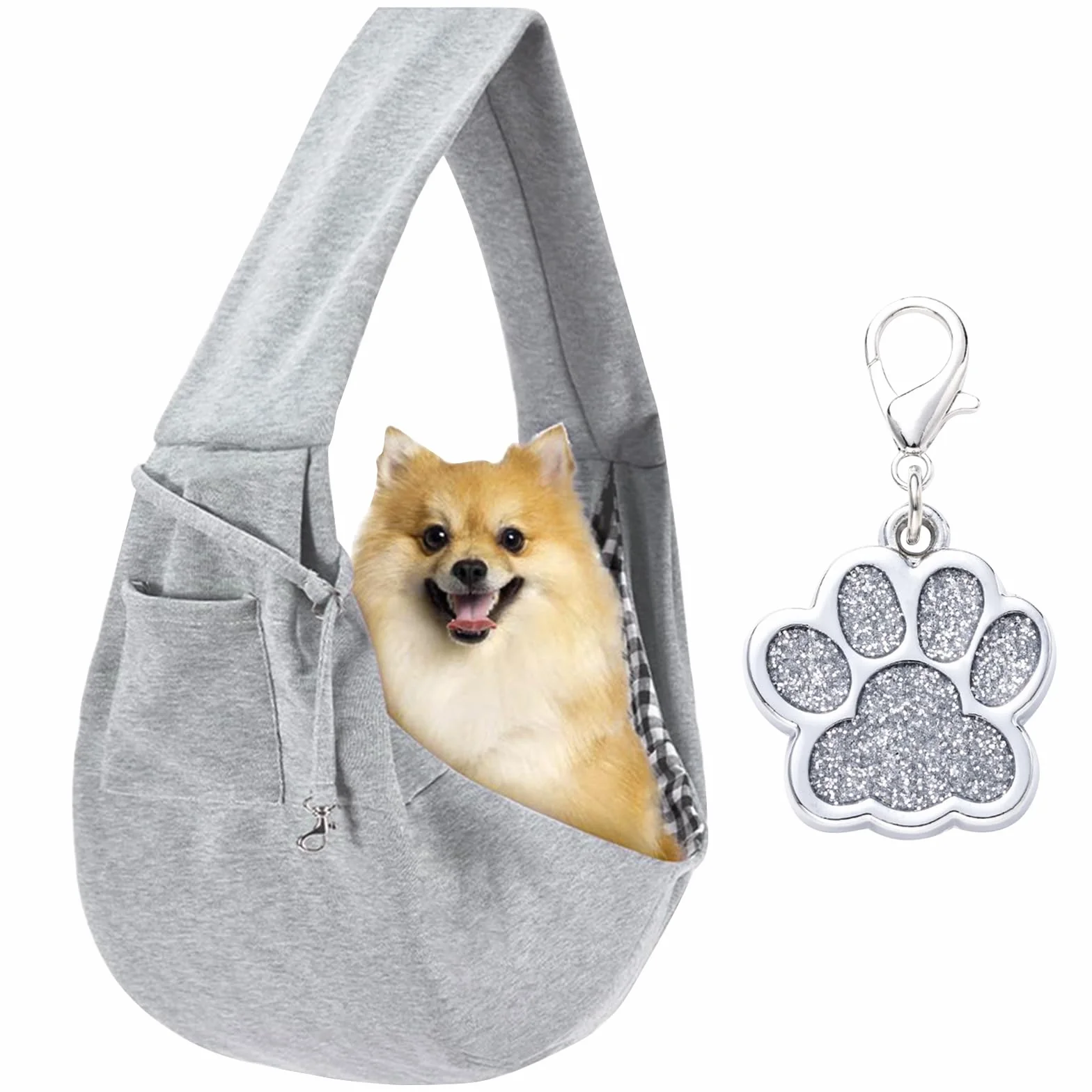 Sac de Transport pour Chien Chat Réglable Bandoulière Mains Libres Portable avec Médaille