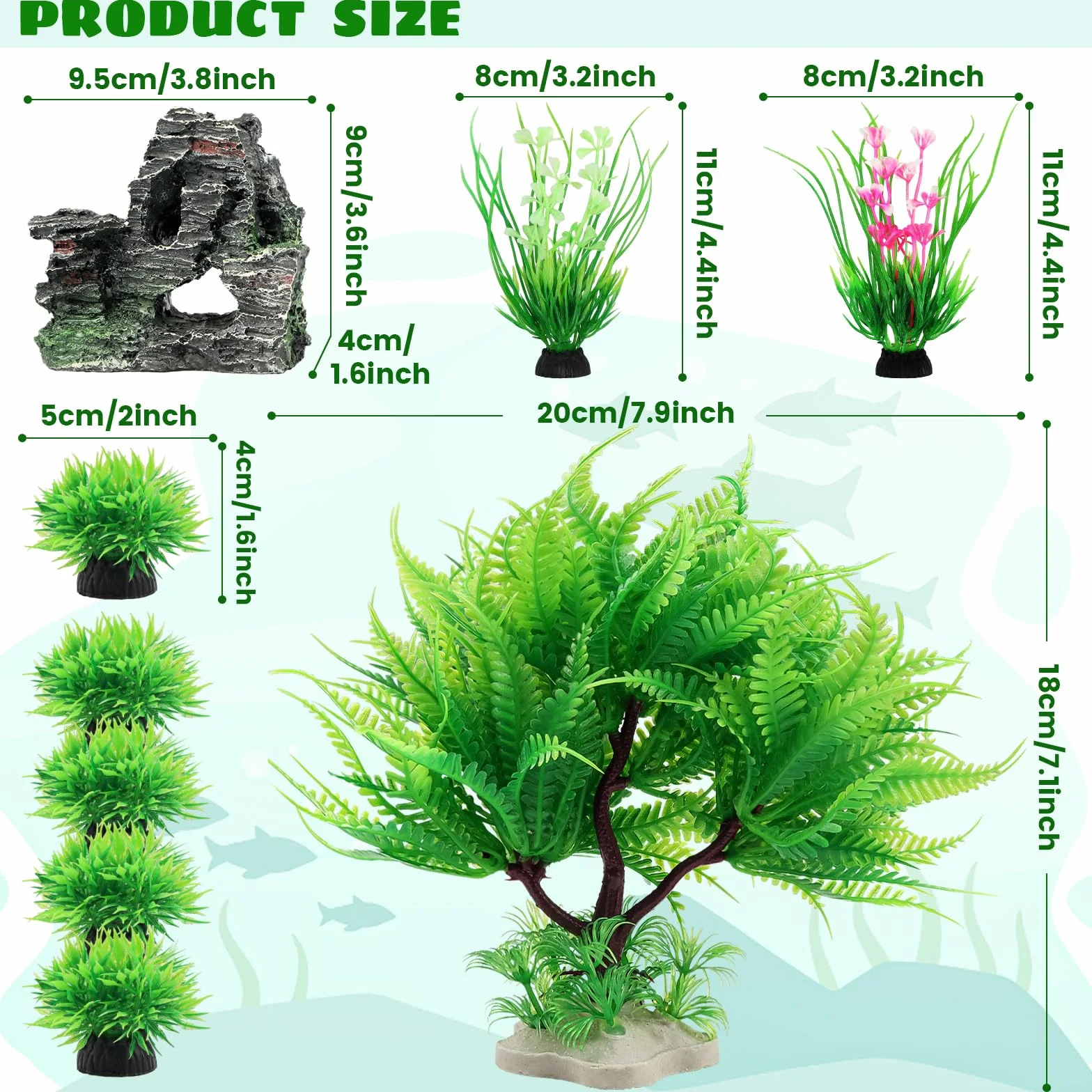 QUOZUO 9 Pièces Décoration Aquarium Plastique Rocher Polyrésine Grotte