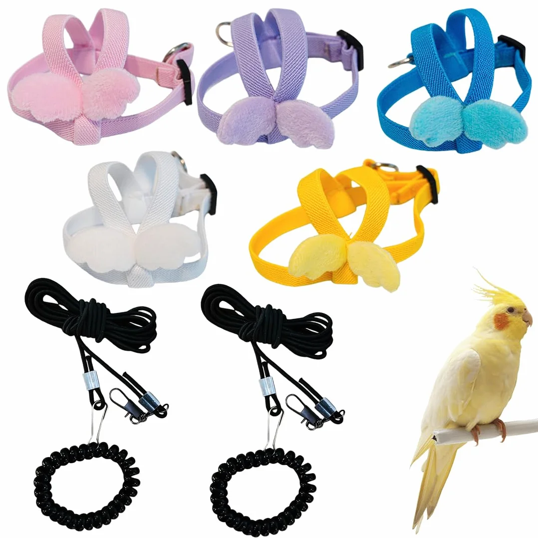 Harnais Perroquet 5 Pièces Harnais Pour Perroquet Ajustable Avec Laisse Vol Entraînement Sécurité Petit Oiseau Calopsitte Accessoire Aviaire Corde Réglable Pour Animaux