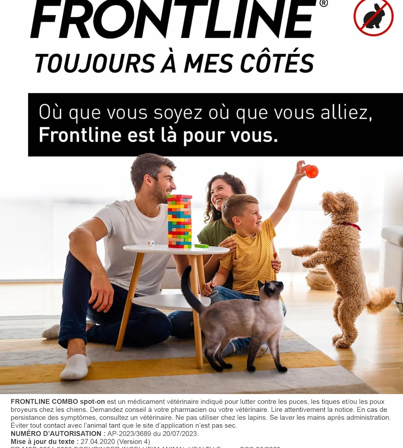 FRONTLINE Combo Chien Anti Puces Tiques Poux 3 Pipettes Spot-On 20-40 kg