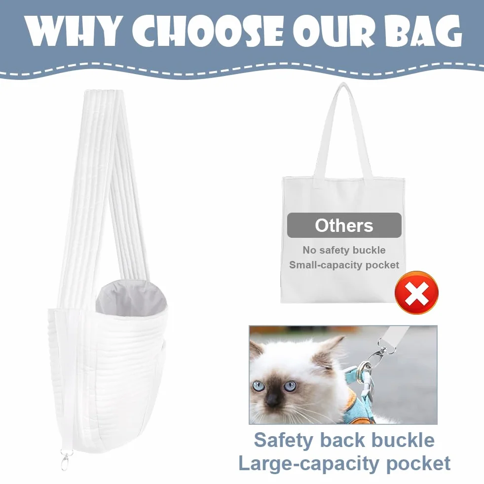 Sac de Transport pour Chien Chat Jusqu'à 9 kg avec Grandes Poches Extérieur Voyages Métro Blanc