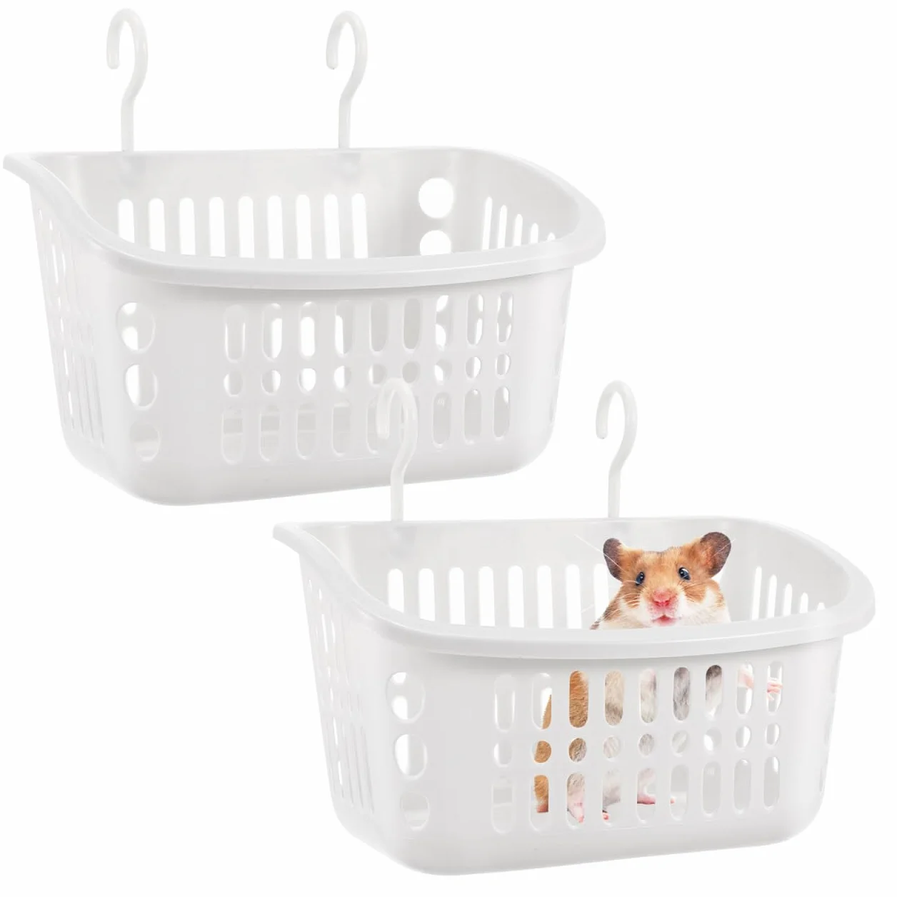 YARNOW Paniers Suspendus Design en Maille Respirante en PP Blanc pour Petits Animaux et Doux Peau Lot de 2 pour Cage de Gerbilles ou Sugar Gliders