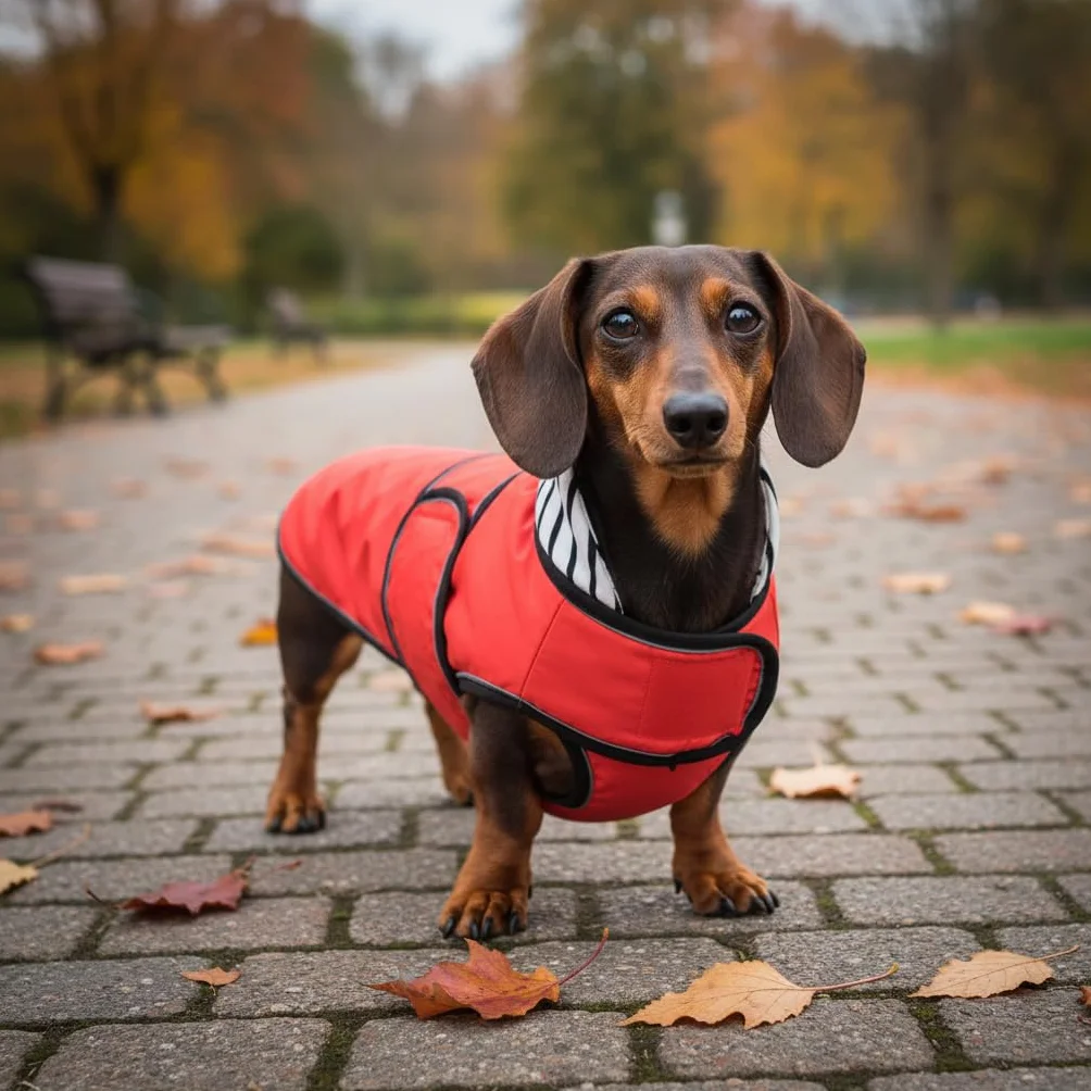 MOREZI Imperméable chien avec bandes réfléchissantes et bretelles réglables Rouge