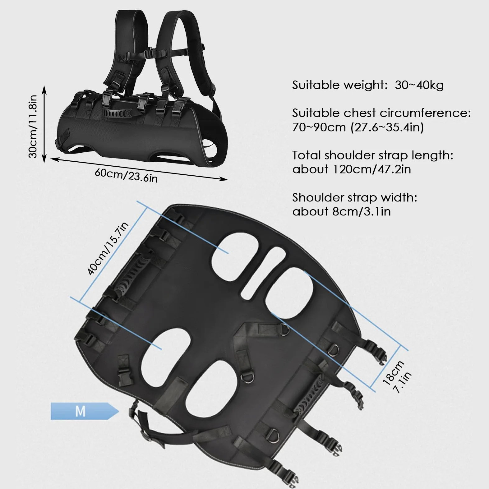 Câblage de support de chien professionnel pour la mobilité de levage | harnais pour animaux de compagnie pour assistance à la récupération | Vecteur thoracique réglable pour grands canins | Oxfo