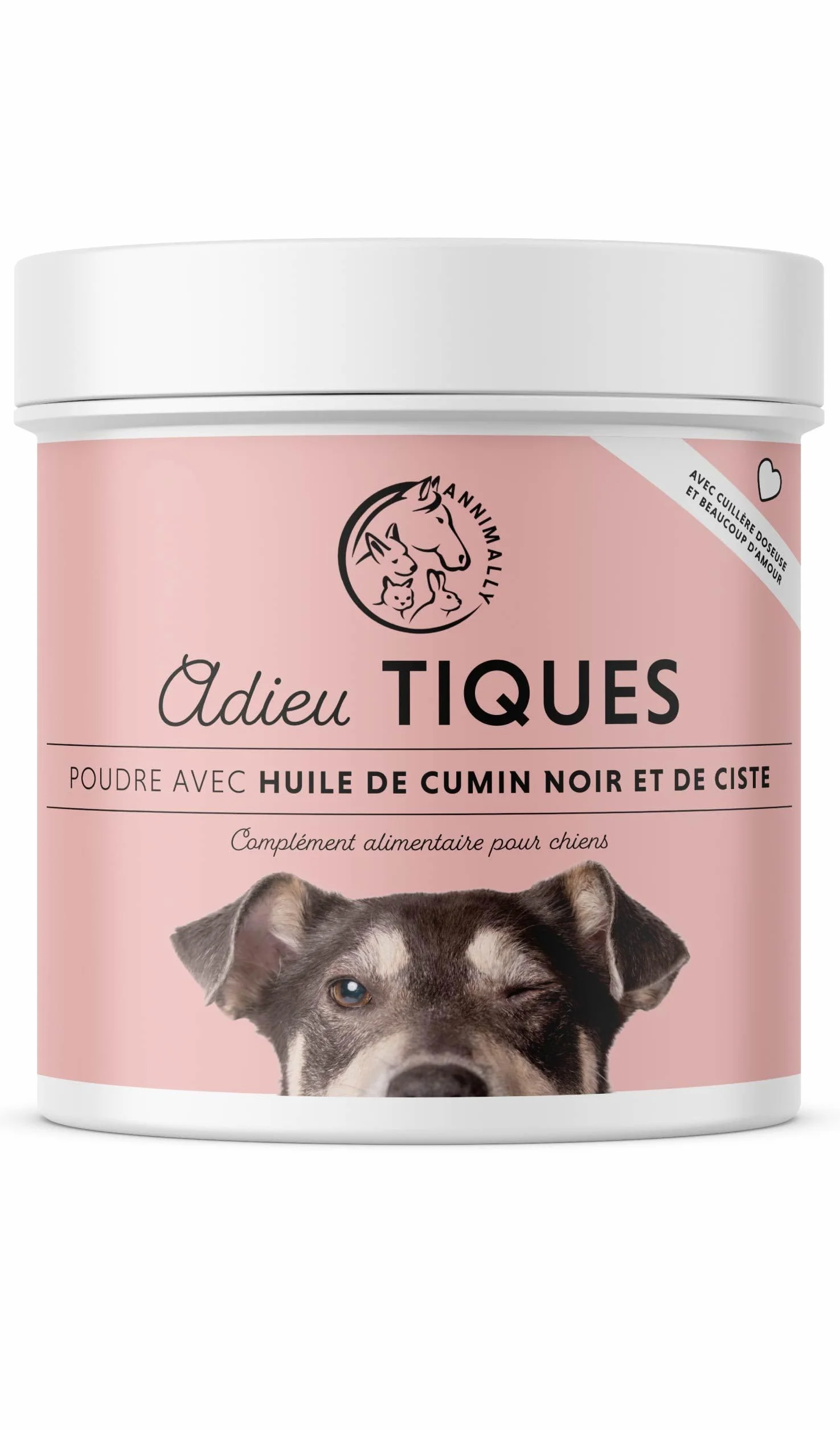Annimally Adieu Tiques Poudre Chiens 400g Huile Cumin Noir Ciste Levure Bière Algues Marines Alternative Comprimés