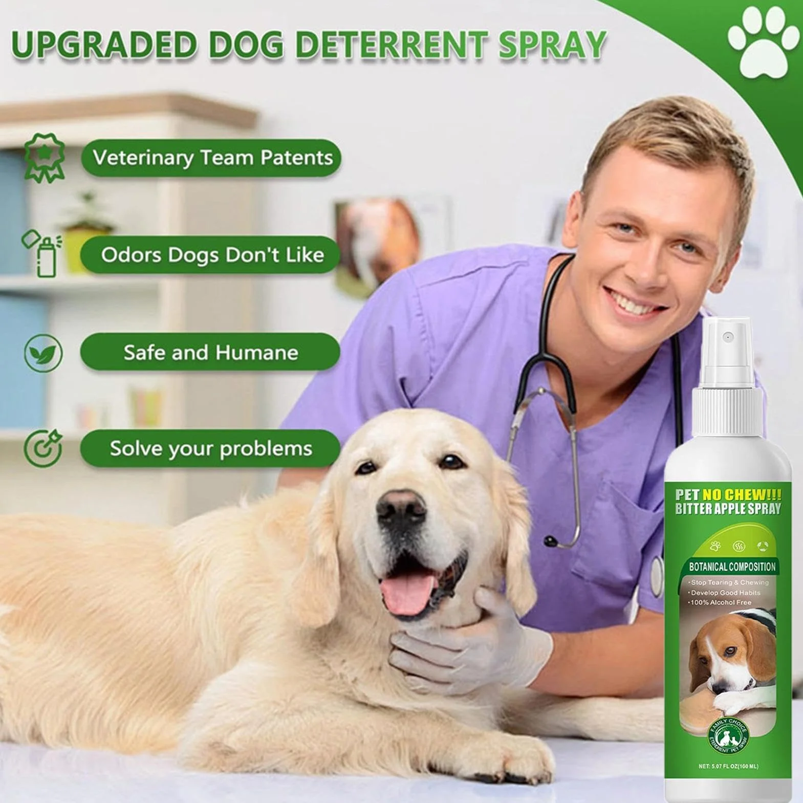 Spray Anti-Mordillage pour Chiens 100 ML Brume Amère Anti-Mastication Canin
