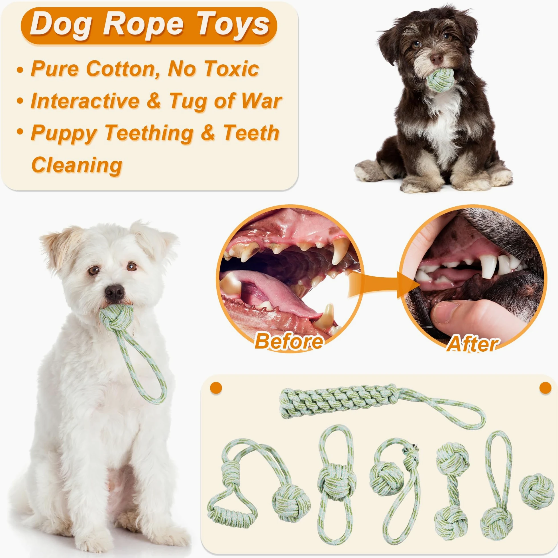 LECHONG Lot de 24 Jouets à mâcher pour Chiot, Jouets de Dentition pour Chien avec bac de Rangement, Jouets en Corde et Jouets couineurs pour l'ennui, Jouets interactifs pour Chiens de Petite et