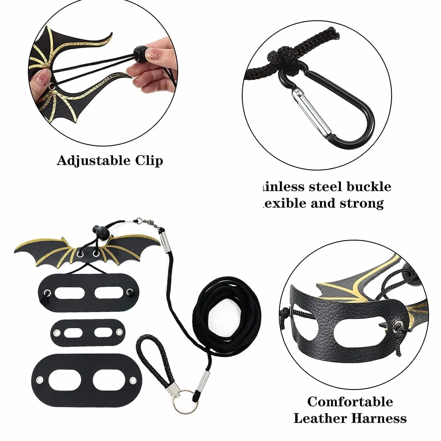 2 pièces Laisse Traction Aile Lézard, Laisse Lézards avec Aile, Harnais Cuir Souple Amphibiens, Harnais D'aile Cuir Reptile, pour Animaux Reptiles Petite, Moyenne et Grande Taille (Or, Argent)