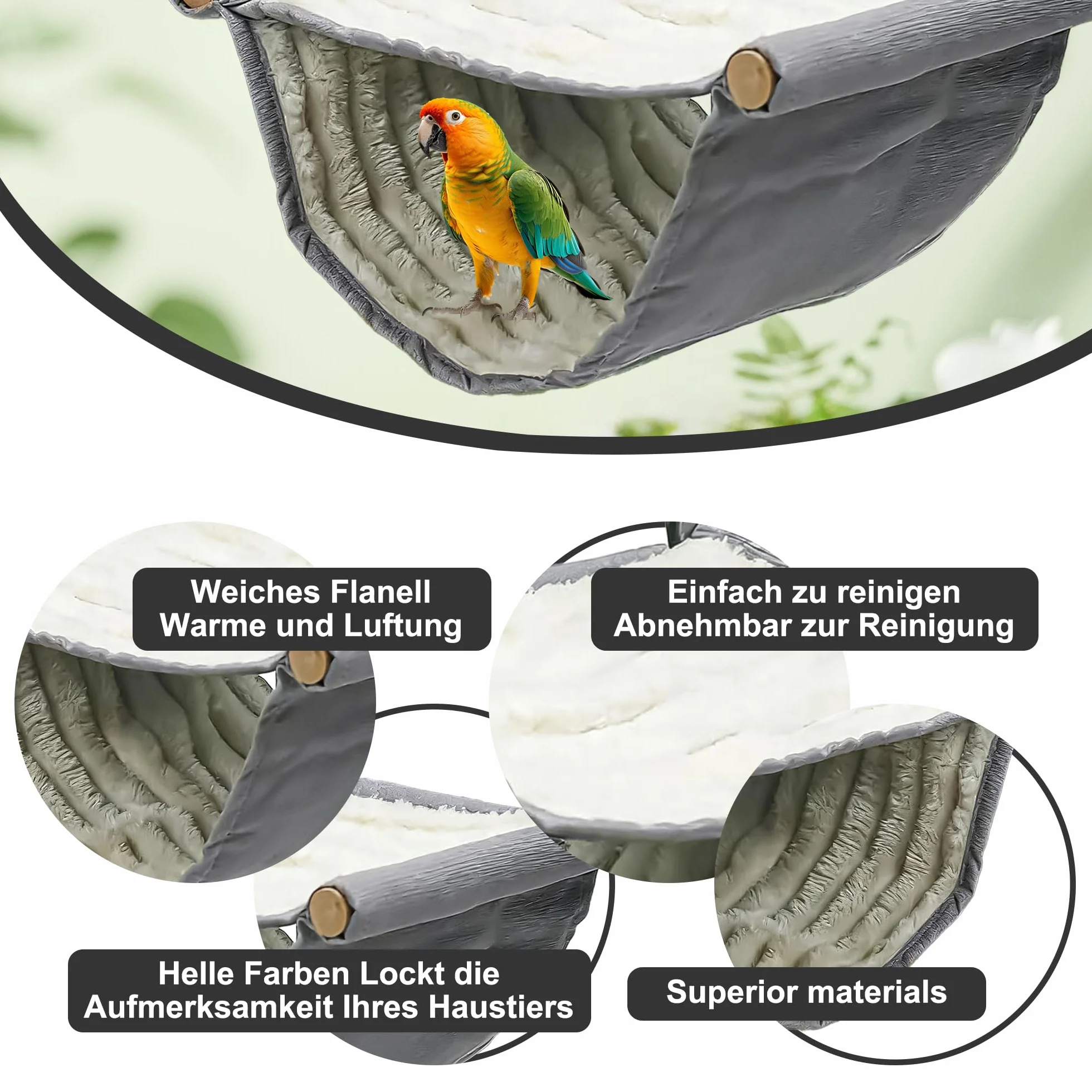 Hamac pour oiseaux Nid d'oiseau chaud hiver Accessoires perruches ondulées cage gris