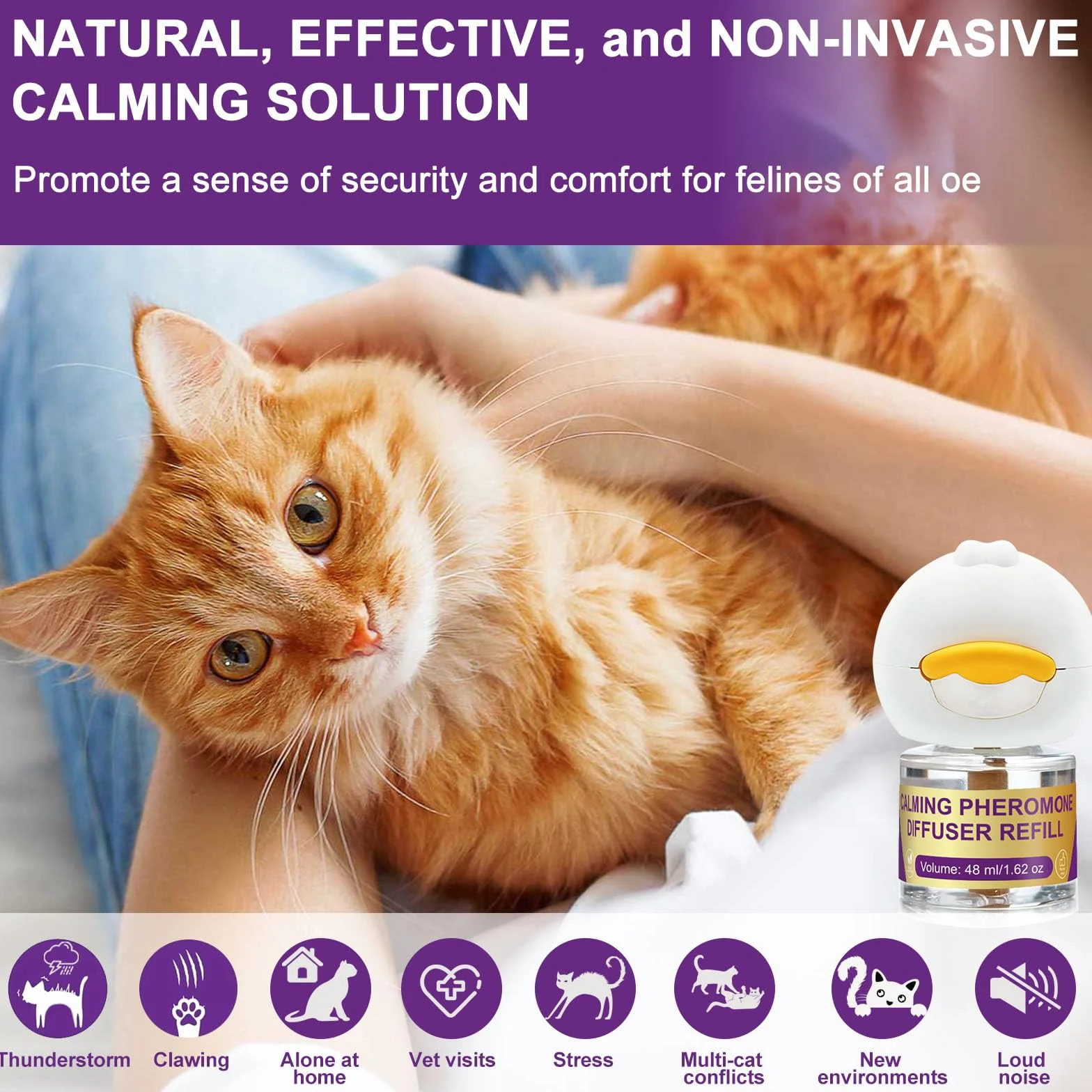 Diffuseur de Phéromones Apaisantes pour Chats + Recharge 3x48 ml
