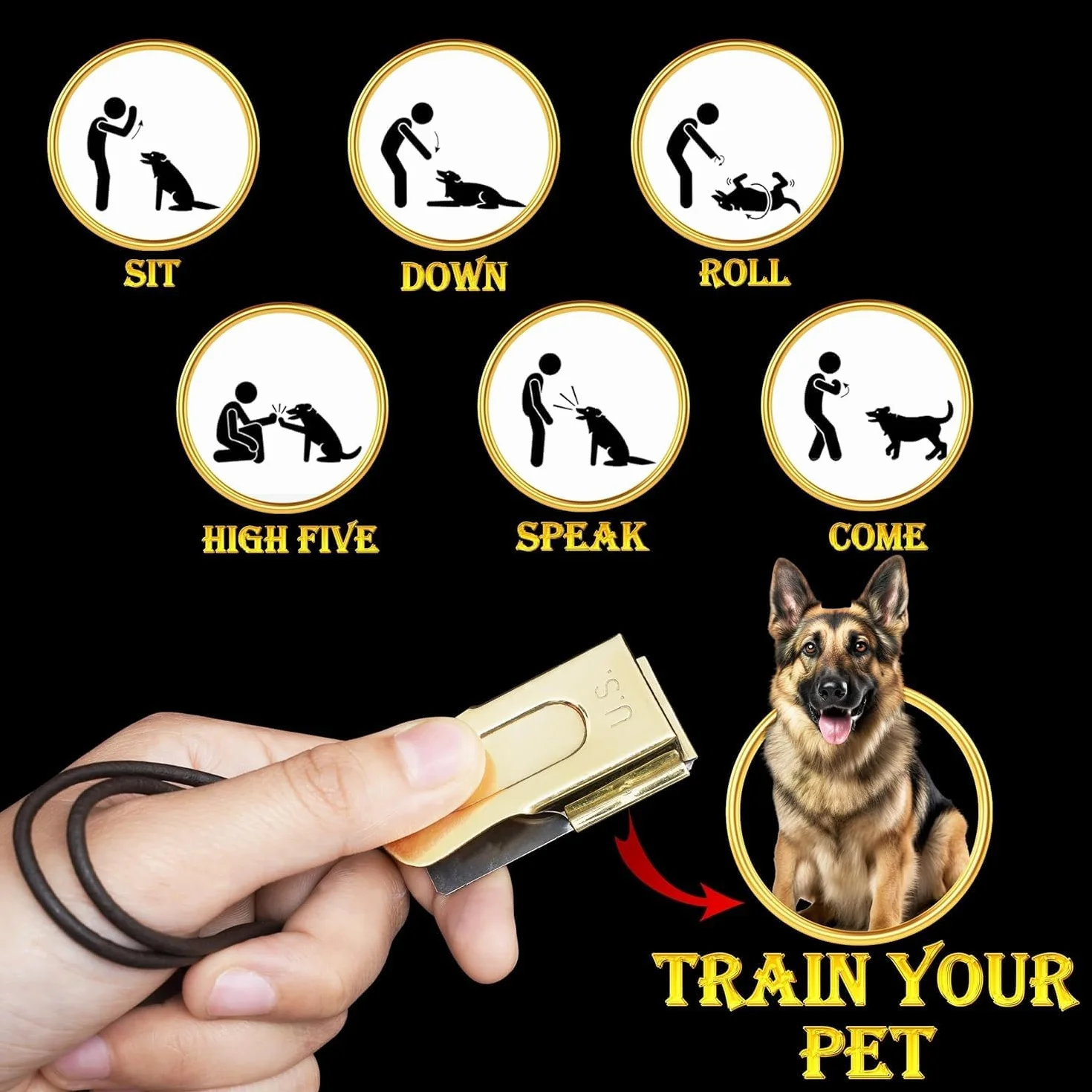 Mythrojan Brass and Steel Pet Training Clicker Puppy Dog Training Dog Clicker Cricket Clicker U.S. Engraved WII Military Gear Metal Clicker