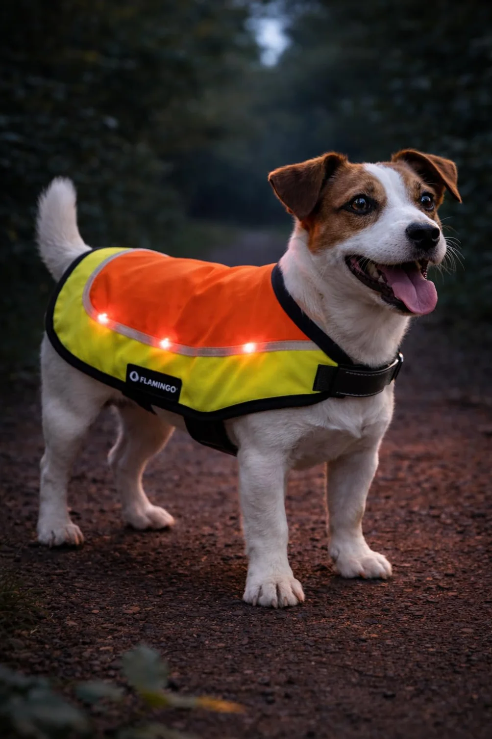 Gilet sécurité LED Simi Fluo Orange 30 cm réfléchissant Batterie Rechargeable