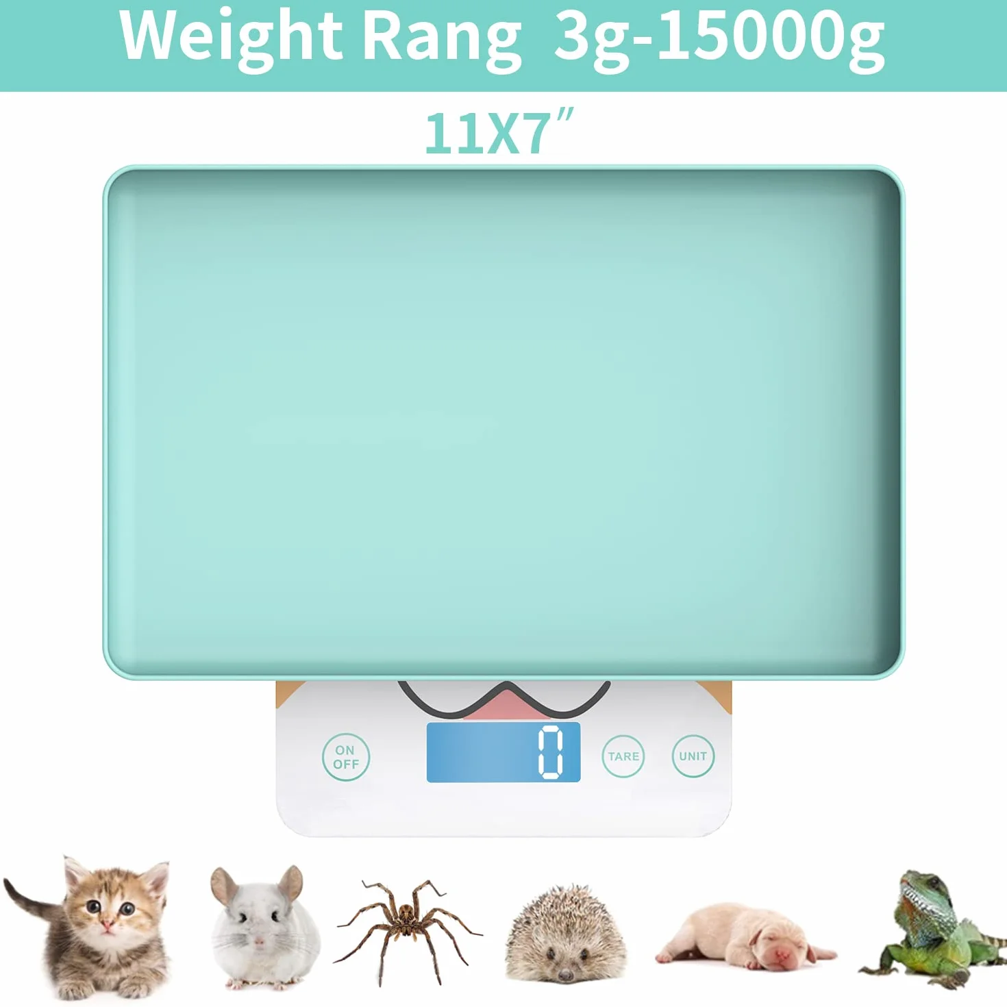 Digitale Mini-Haustierwaage für Neugeborene und Kleintiere, Präzisions-Grammwaage, 0,03 oz Genauigkeit, 33 lbs Kapazität, blau