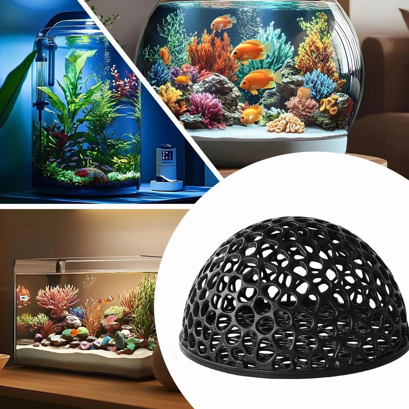 Grotte d'aquarium en résine naturelle aspect roche, abri durable pour poissons, décoration d'aquarium creux, cabane d'élevage | grotte de repos immergée pour crevettes, tortues, betta, cachette de