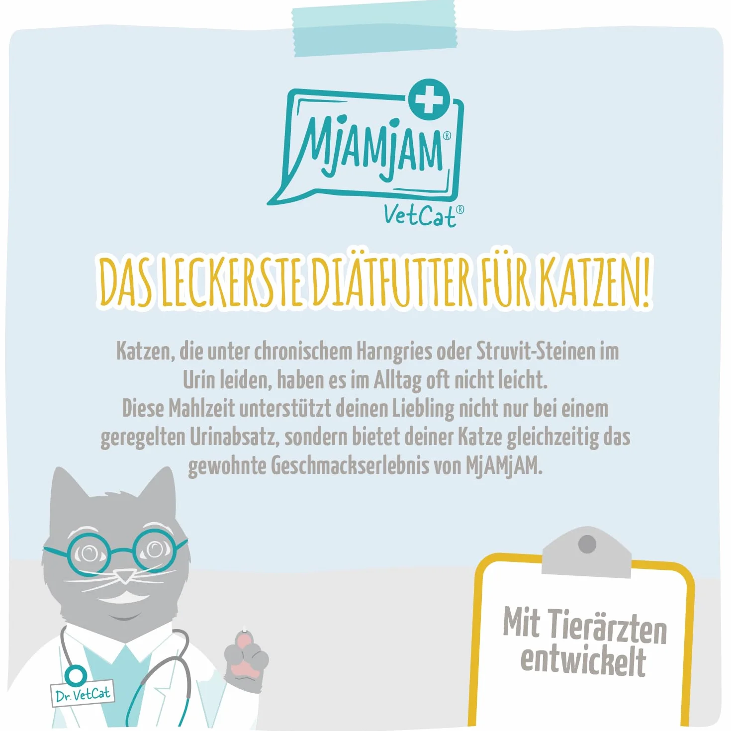 MjAMjAM VetCat - Premium Nourriture Humide pour Chats - Régime - Urinary - Poulet, Paquet de 6 (6 x 200g), sans céréales