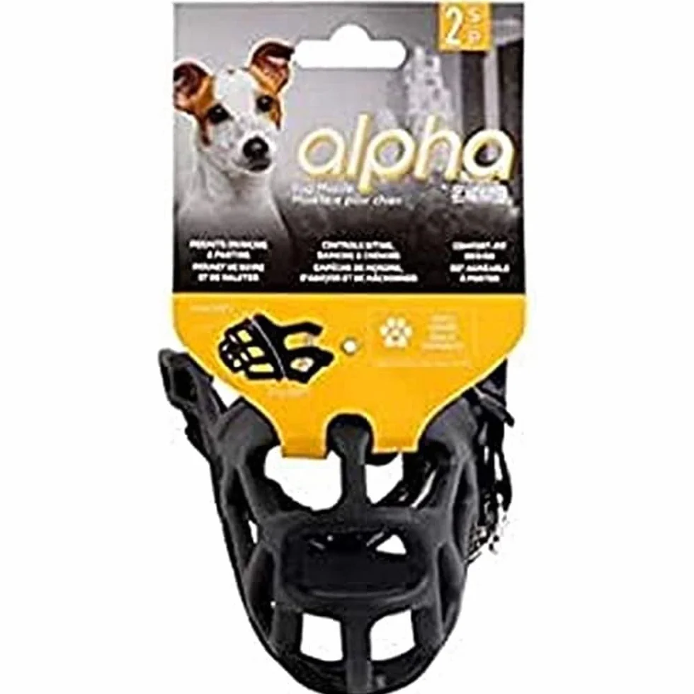 ZEUS Alpha TPR Muselière pour Petits Chiens, Design Confortable Qui empêche Les morsures, Les aboiements et la Mastication, Noir