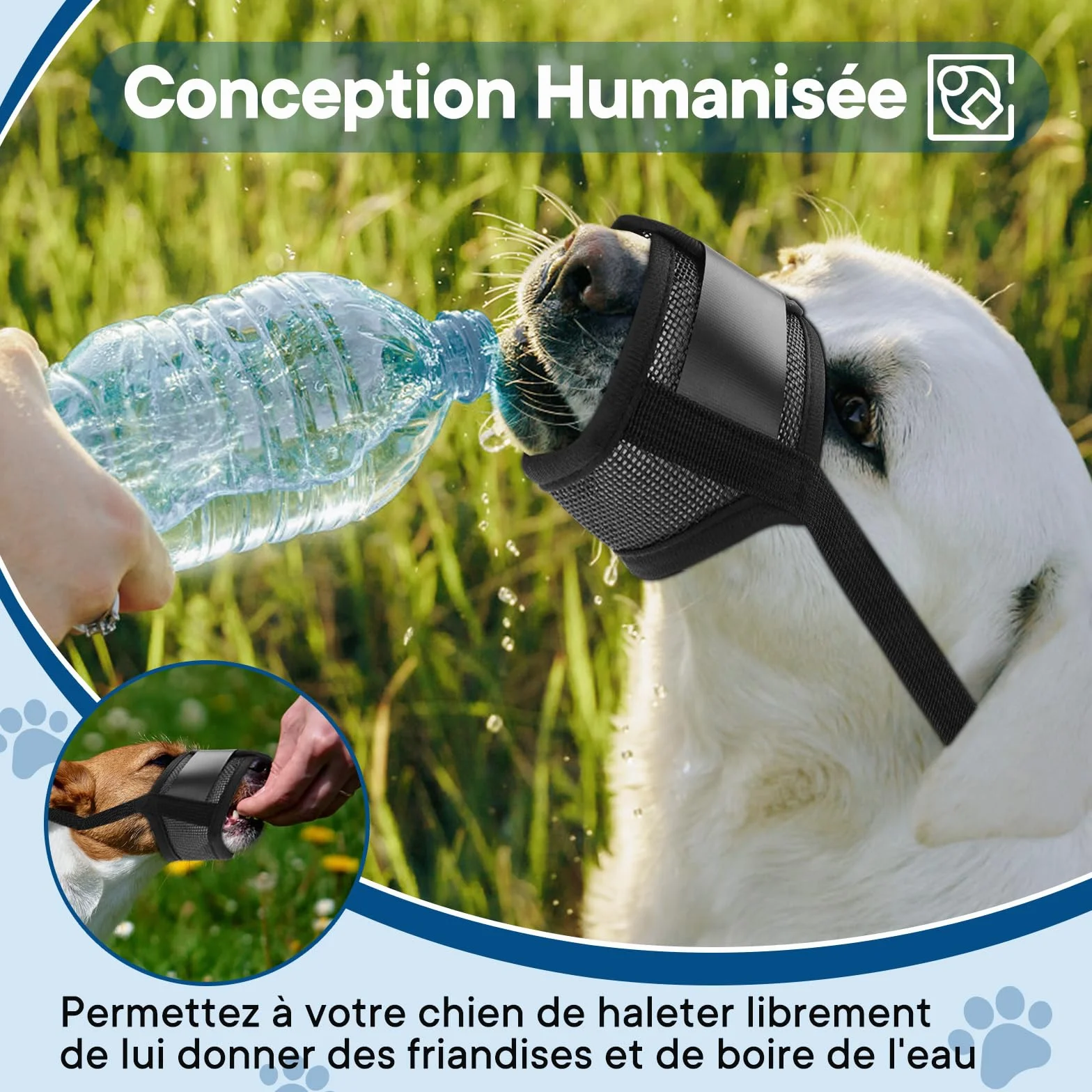 Museliere pour Chien, Ajustable pour Muselière Chien, Anti-aboiement et Mastication, Muselière en Maille à Air Doux pour l'entraînement au toilettage (M)