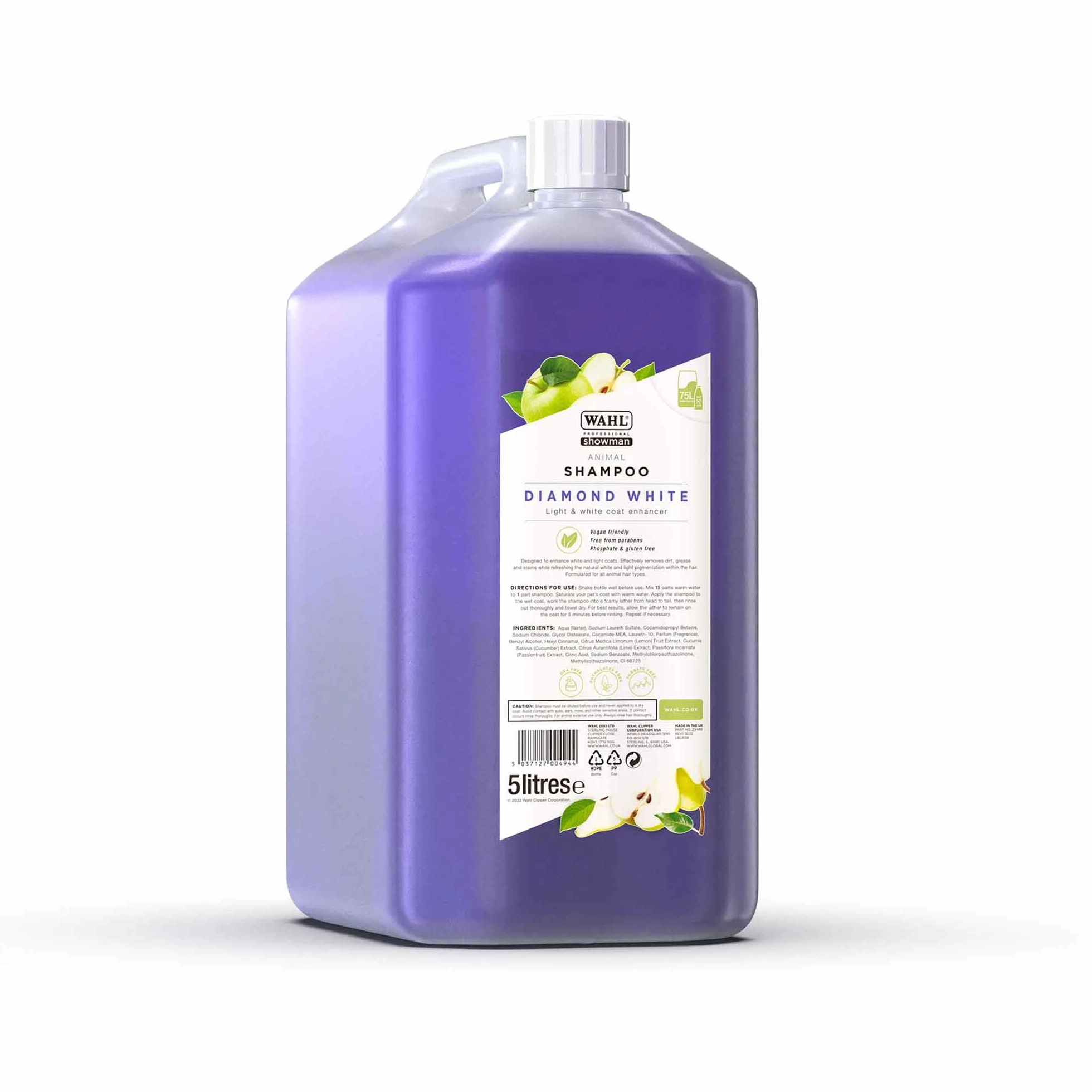 WAHL Diamond White Animal Shampoo 5 L éclaircissant concentré 15:1 végétalien sans parabènes