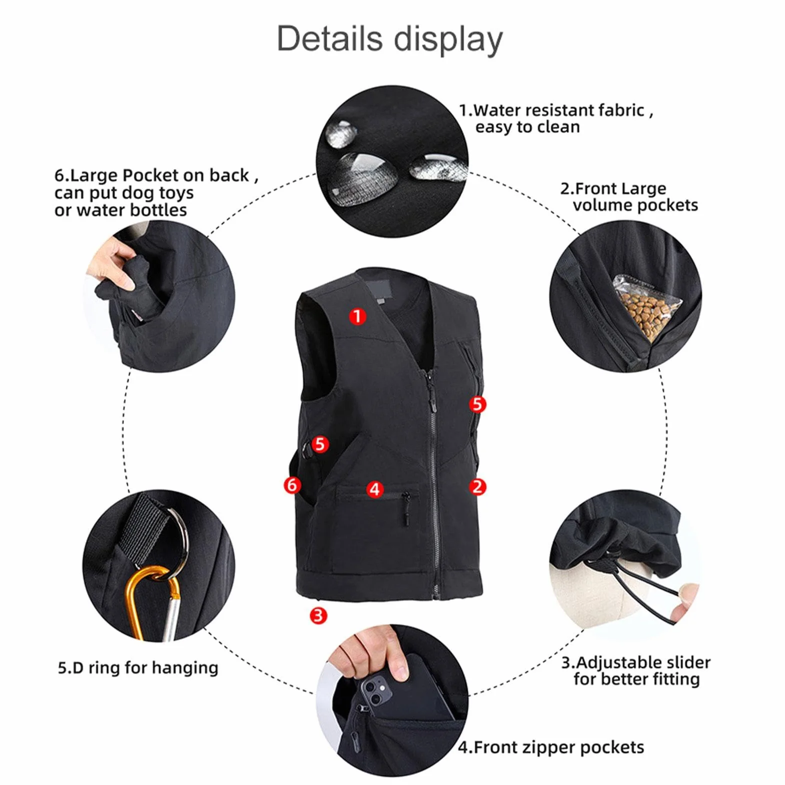 Gilet d'entraînement pour conducteur de chien, protection plusieurs poches, vêtement professionnel léger et pratique