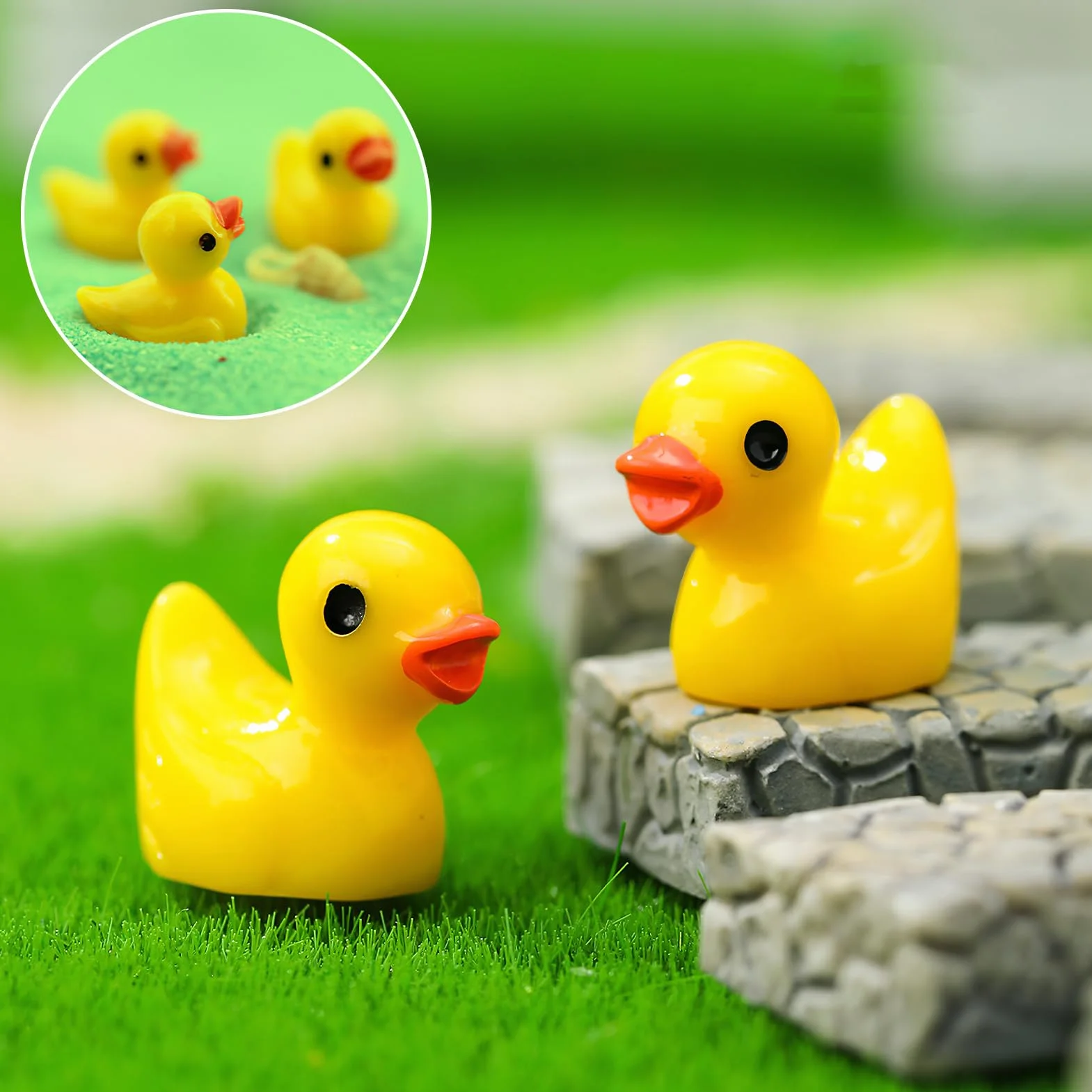 Mini Canards en Résine 100 Pcs, Petits Canard Miniature Résine, Figurines de Canard pour Bricolage Aquarium Jardin