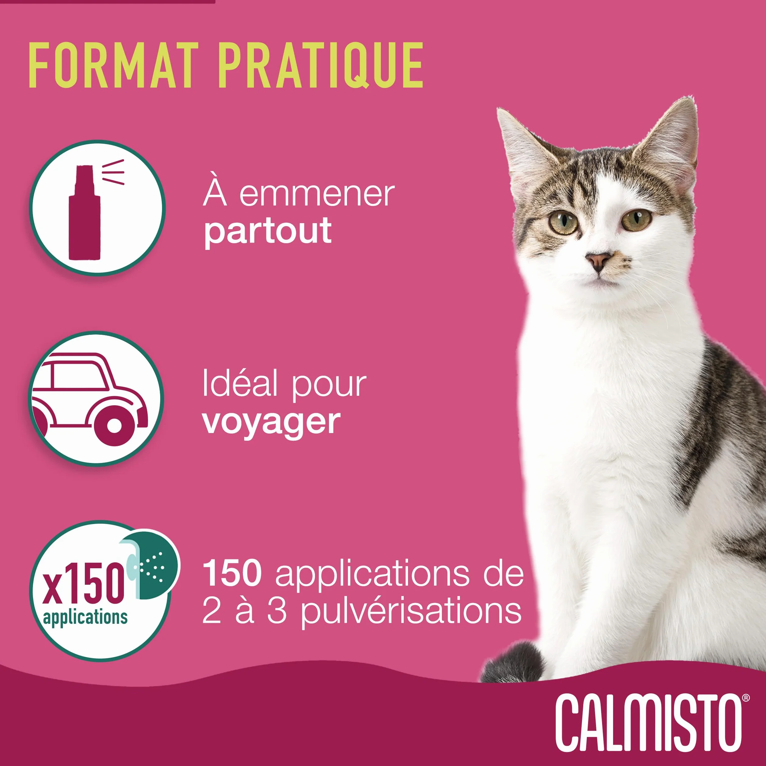 Spray Calmisto Anti-Stress pour Chat 75 ML à Base d'intéromone et de Lavande