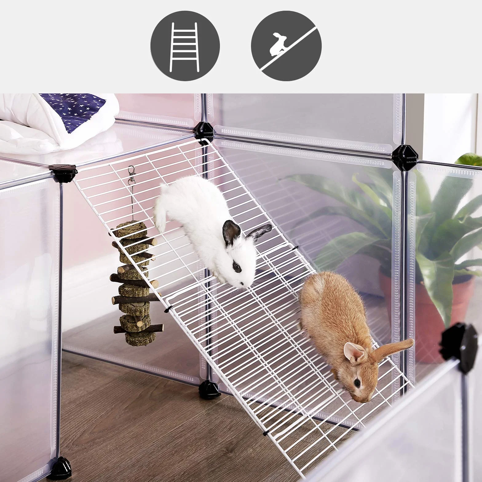 SONGMICS Enclos pour Petit Animal, clôture modulable, Blanc
