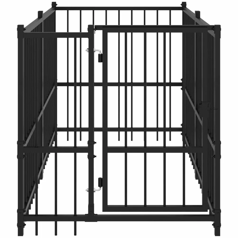 vidaXL Chenil pour Chien Noir Acier 193,5x97x100 cm Cage Enclos