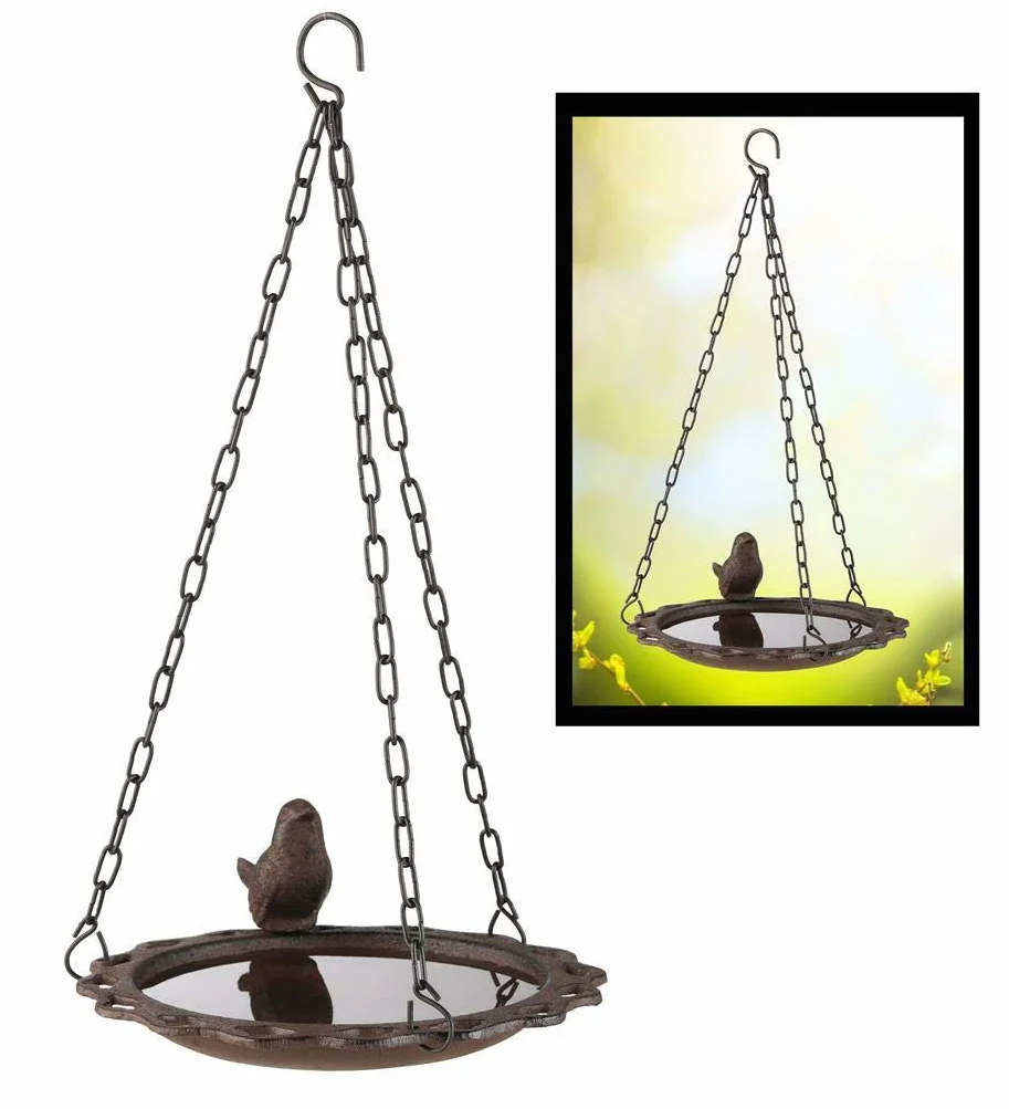 Abreuvoir à oiseaux en fonte pour jardin, suspendu 1 pièce