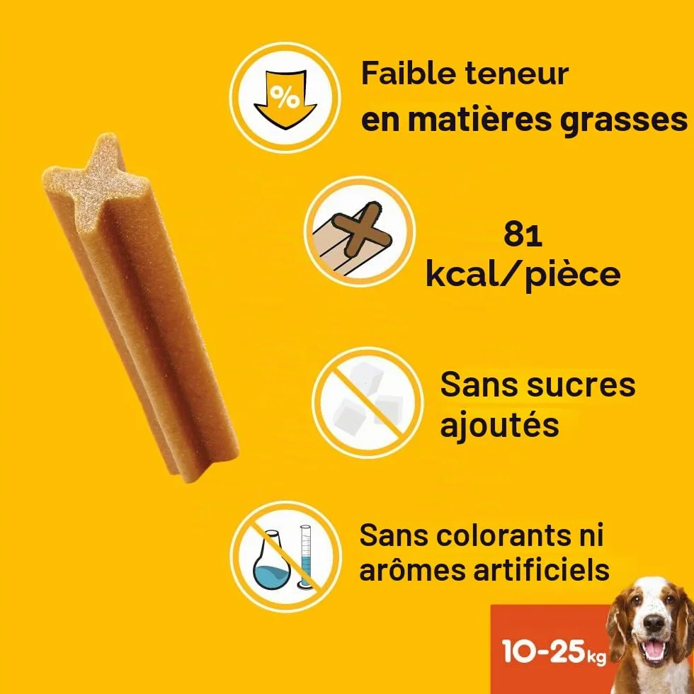 PEDIGREE DENTASTIX Bâtonnets Dentaires pour Chien Moyen 10-25kg - Lot de 56 Friandises - Hygiène Bucco-dentaire