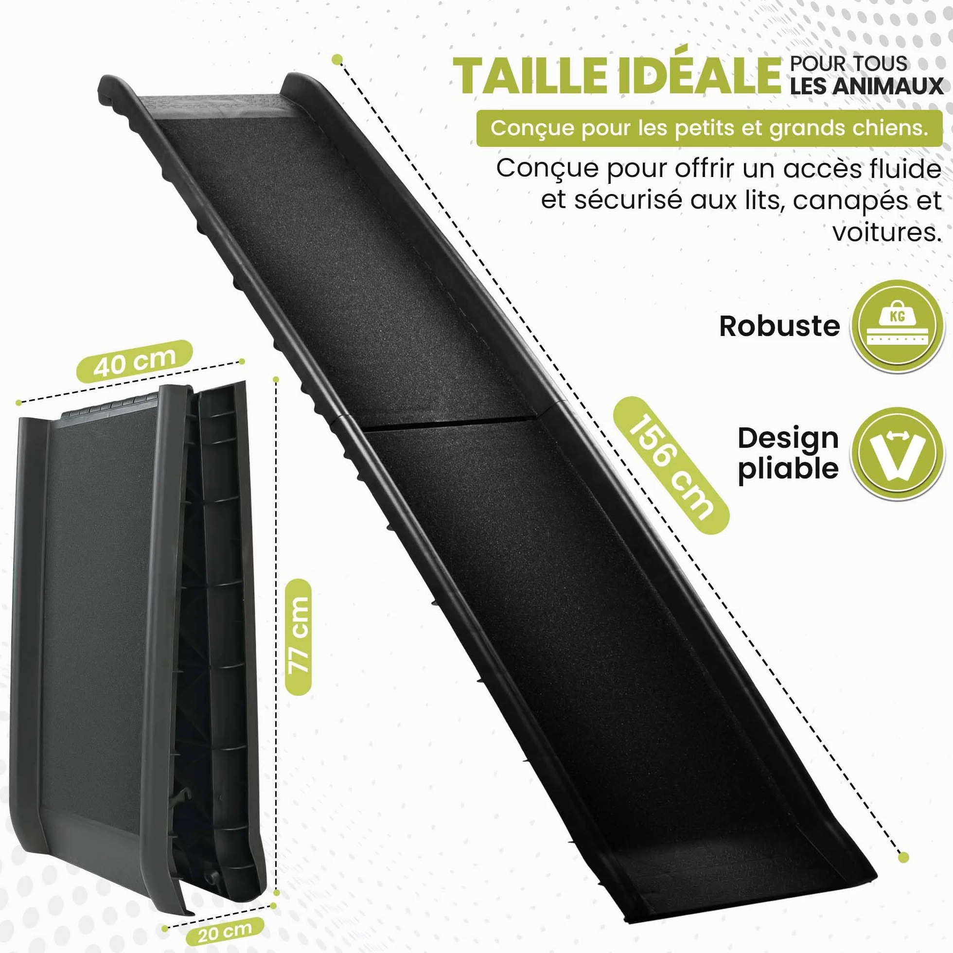 all Pets United® Rampe pour Chien et Chat Pliable Aide à l'entrée dans Le Coffre Escalier pour Animaux domestiques pour Grands et Petits Animaux (Rampe)