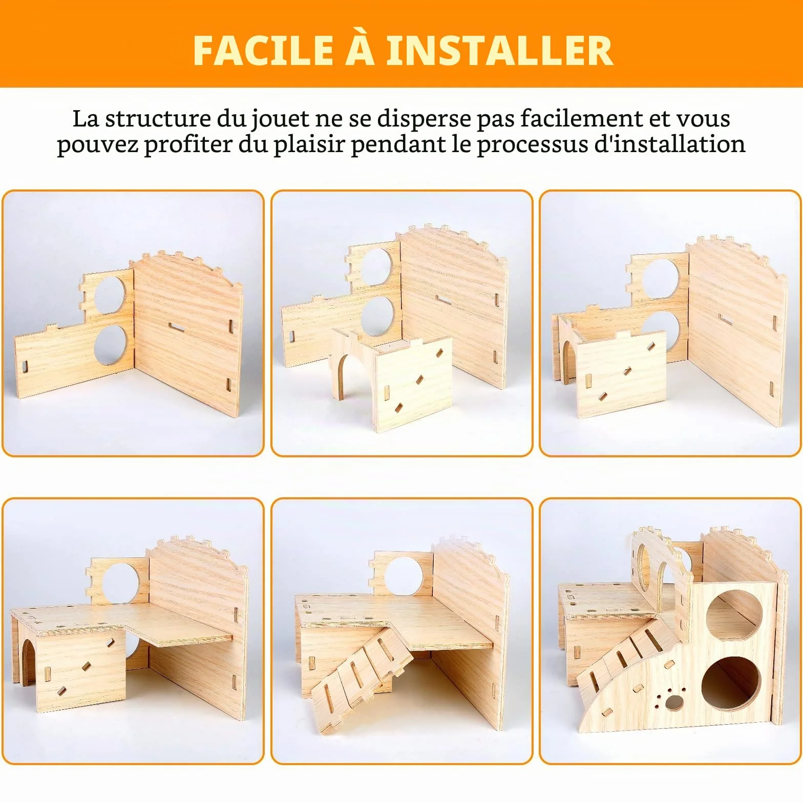 Maison Hamster,Maison en Bois pour Hamster,2 Etages Maisonnette pour Hamster,Hamster Maison d'angle,Jouet pour Hamster,Maison Cochon d'inde,Accessoire Hamster pour Hamster Nain Cochon Gerbille Rongeu