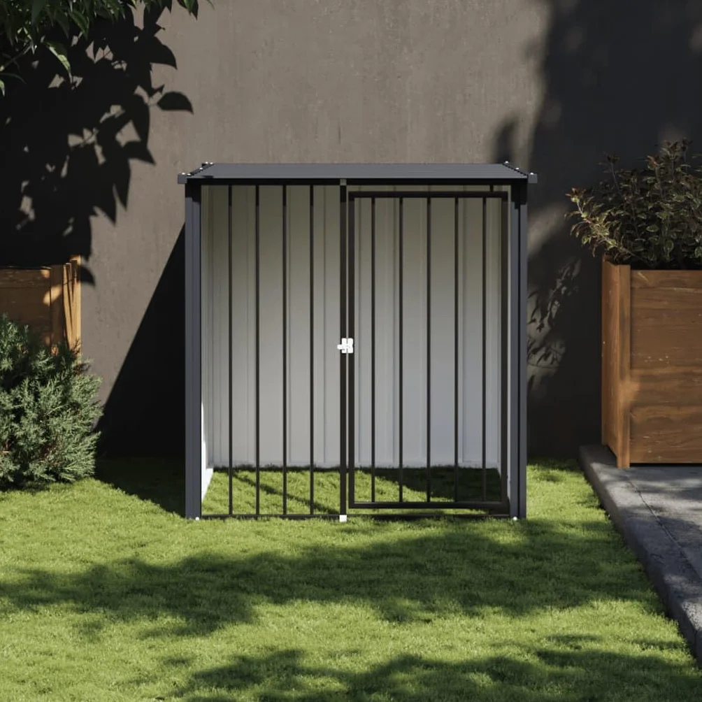 Chenil pour Chien Extérieur Métal Cage avec Toit Noir 110x103x109 cm Acier Galvanisé